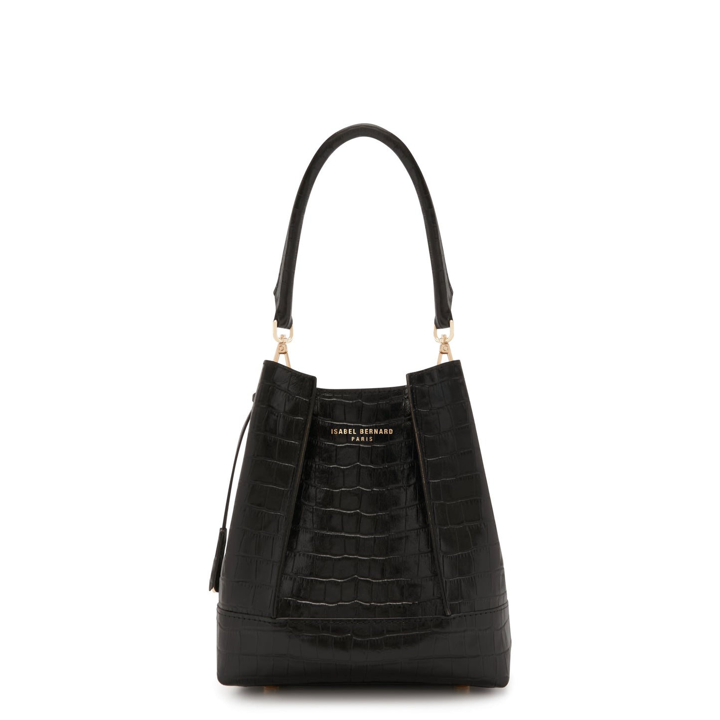 Femme Forte Minette croco black calfskin leather handbag -  - Isabel Bernard