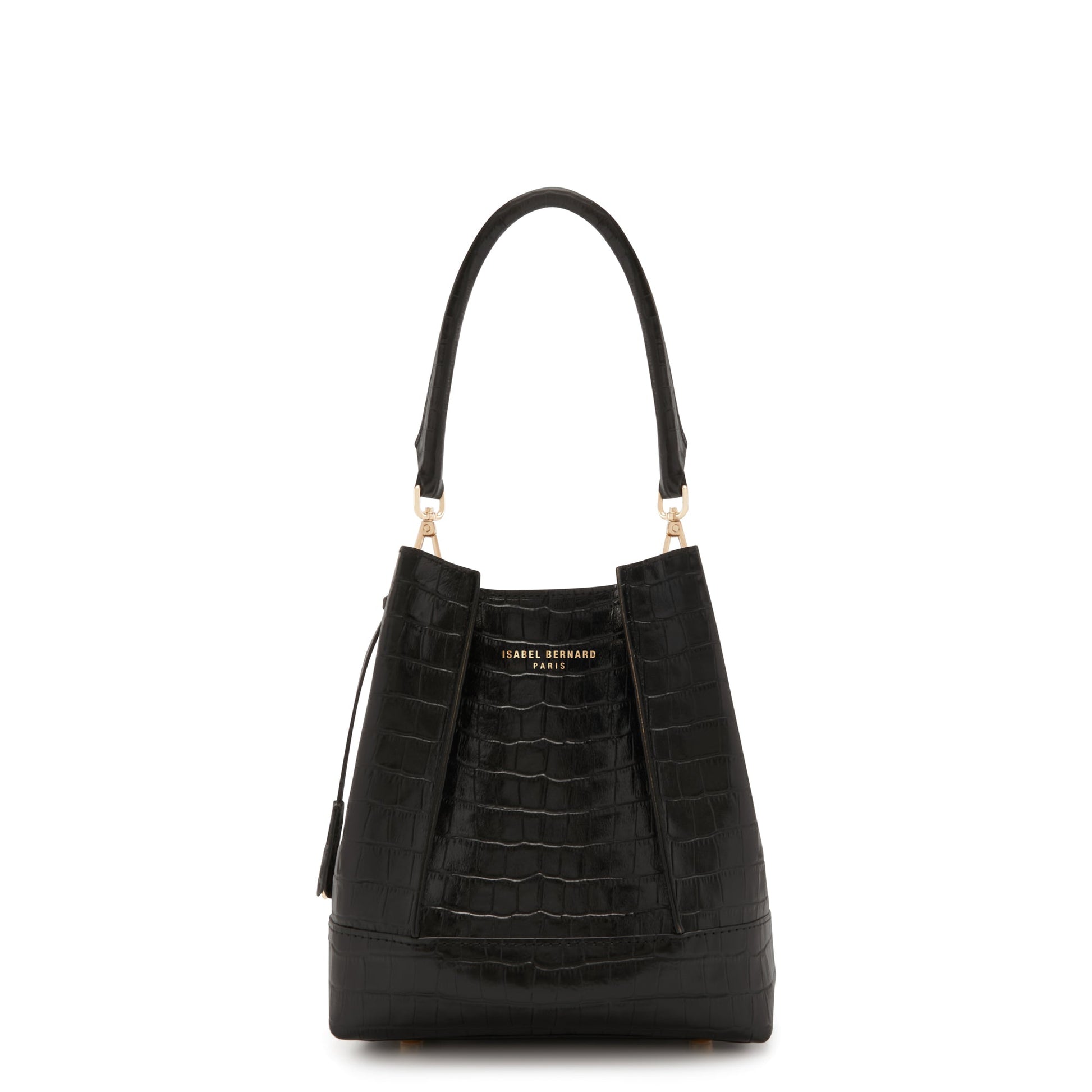 Femme Forte Minette croco black calfskin leather handbag -  - Isabel Bernard