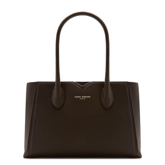 Honoré Cloe Midi brown calfskin leather handbag -  - Isabel Bernard