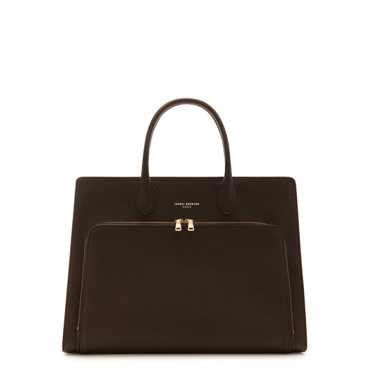 Honoré Nadine brown calfskin leather handbag with laptop compartment -  - Isabel Bernard