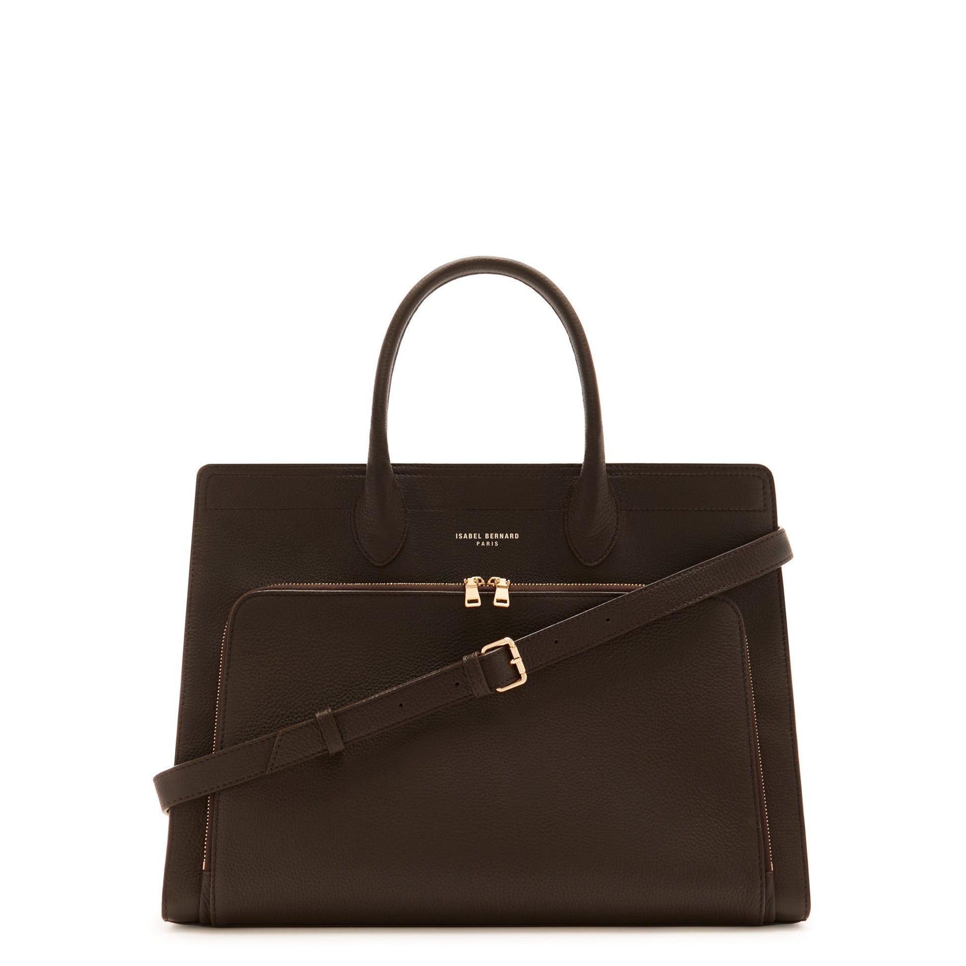 Honoré Nadine brown calfskin leather handbag with laptop compartment -  - Isabel Bernard