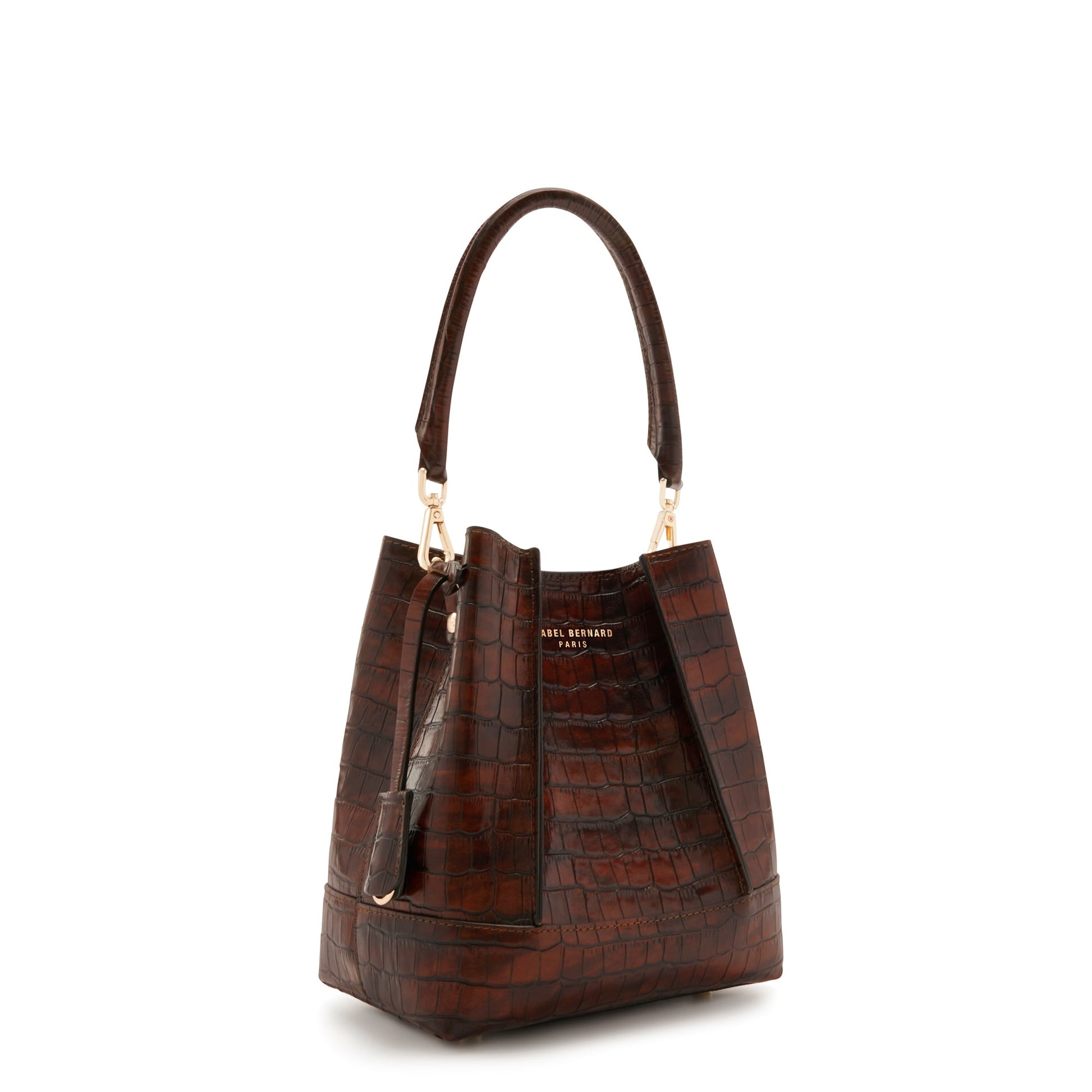 Femme Forte Minette croco brown calfskin leather handbag -  - Isabel Bernard
