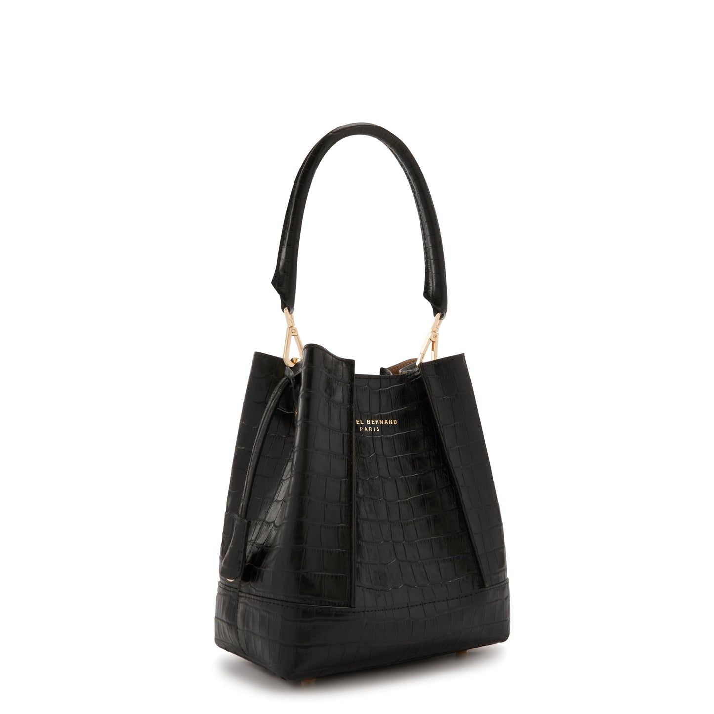 Femme Forte Minette croco black calfskin leather handbag -  - Isabel Bernard