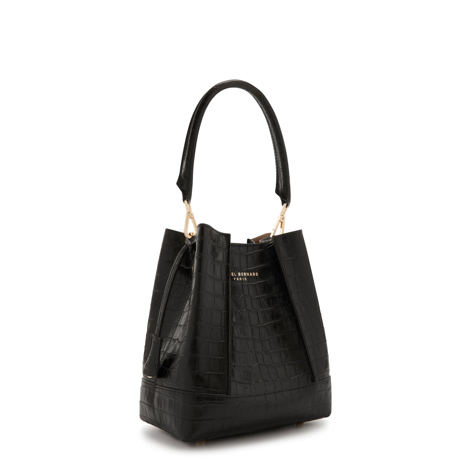 Femme Forte Minette croco black calfskin leather handbag -  - Isabel Bernard
