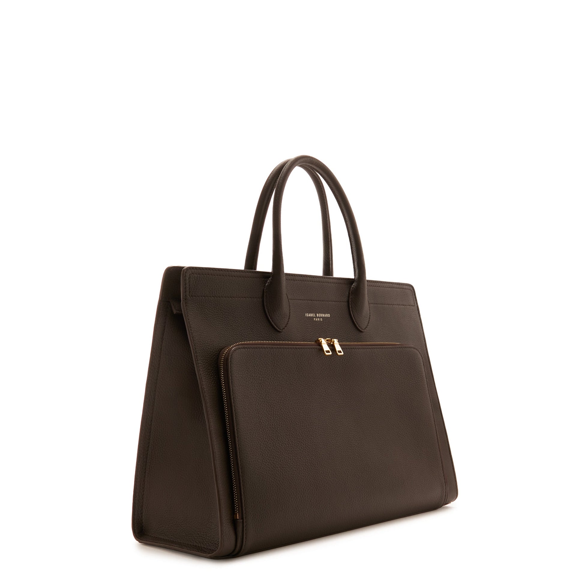 Honoré Nadine brown calfskin leather handbag with laptop compartment -  - Isabel Bernard