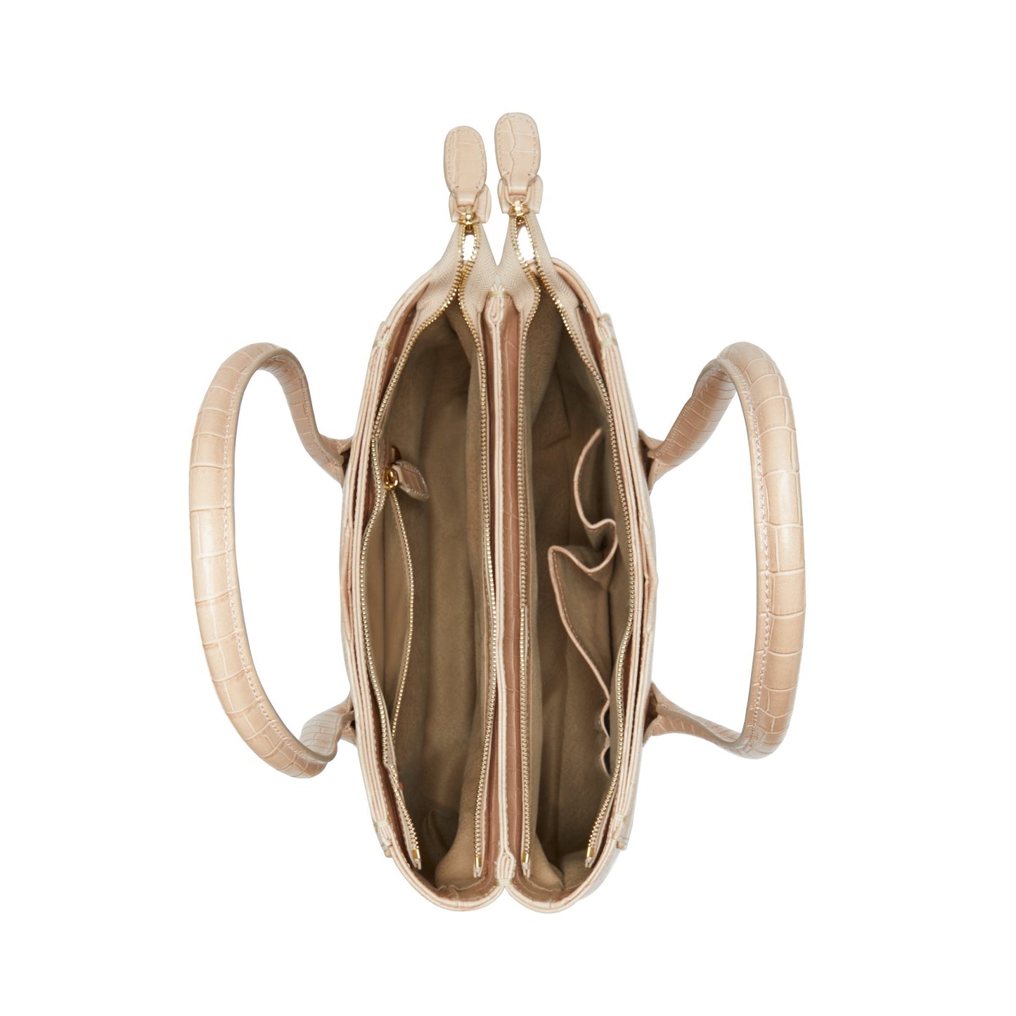 Honoré Cloe Midi croco beige calfskin leather handbag -  - Isabel Bernard