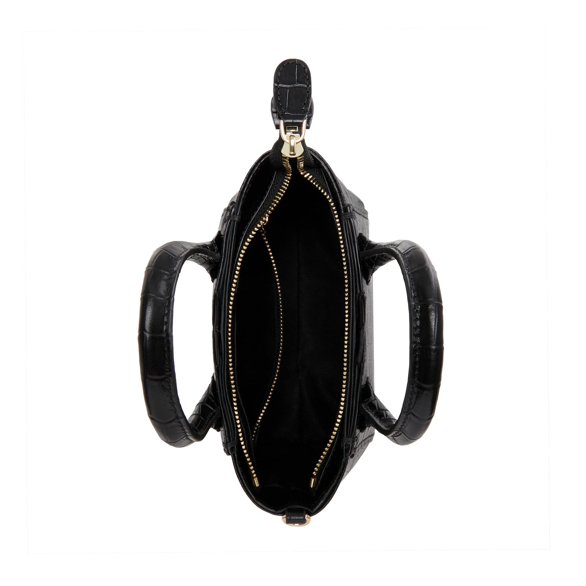 Honoré Cloe Mini croco black calfskin leather handbag -  - Isabel Bernard