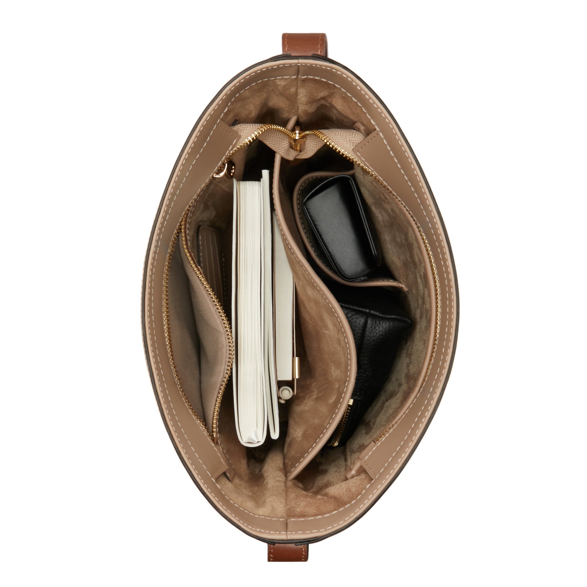 Honoré Lora taupe calfskin leather shoulder bag with laptop compartment -  - Isabel Bernard