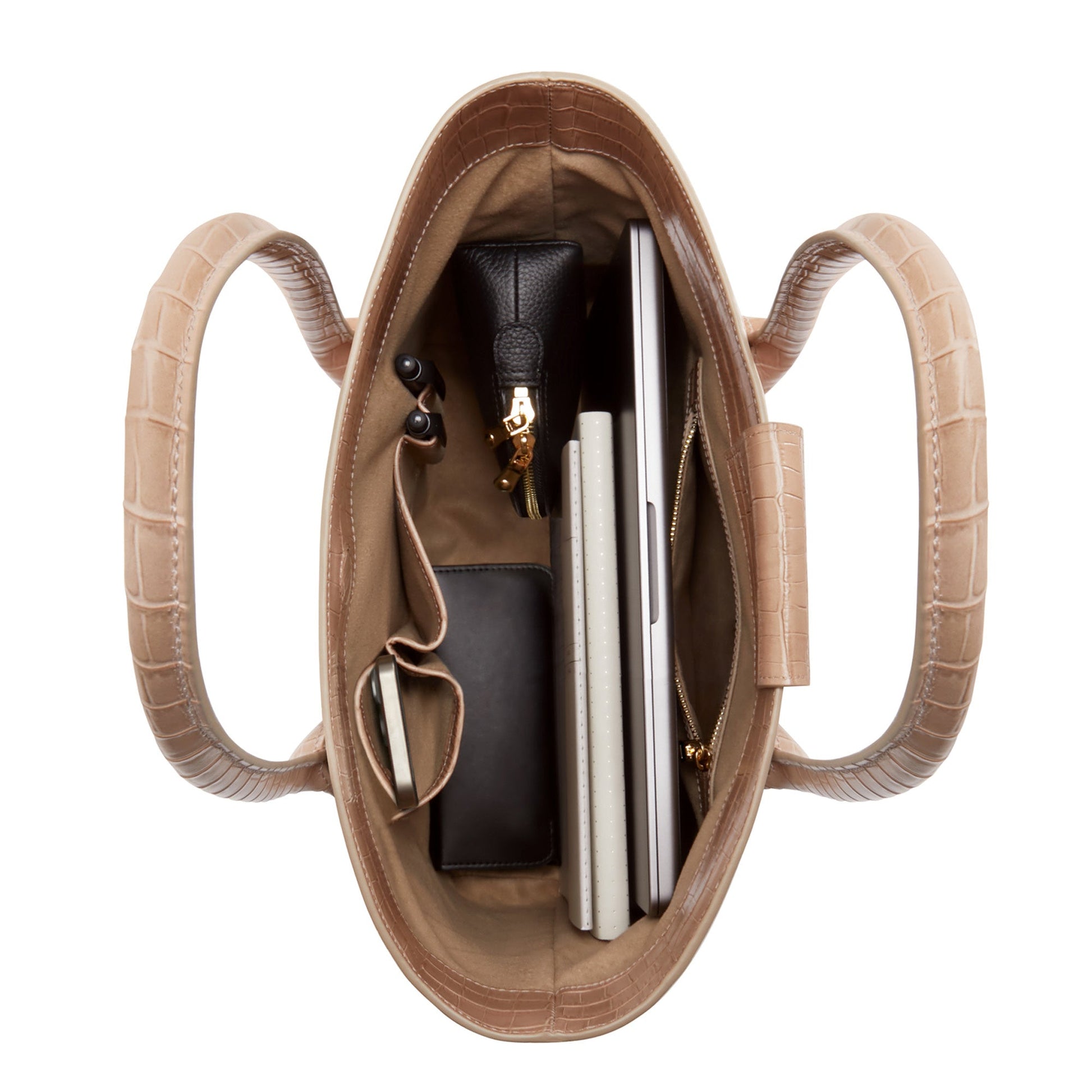 Honoré Lysanne croco beige leather shopper calfskin leather -  - Isabel Bernard