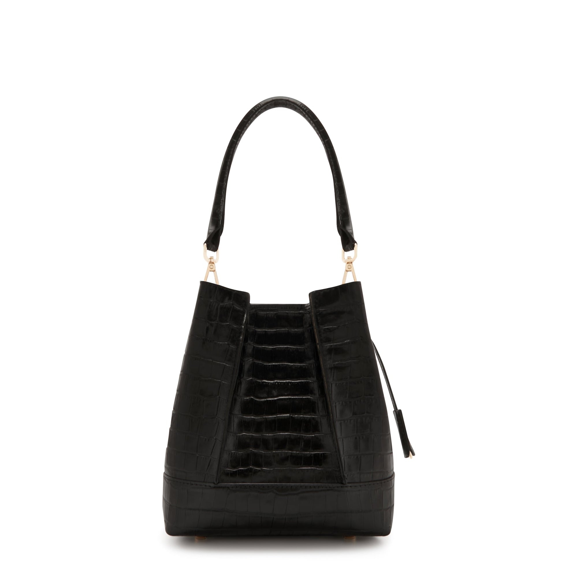 Femme Forte Minette croco black calfskin leather handbag -  - Isabel Bernard