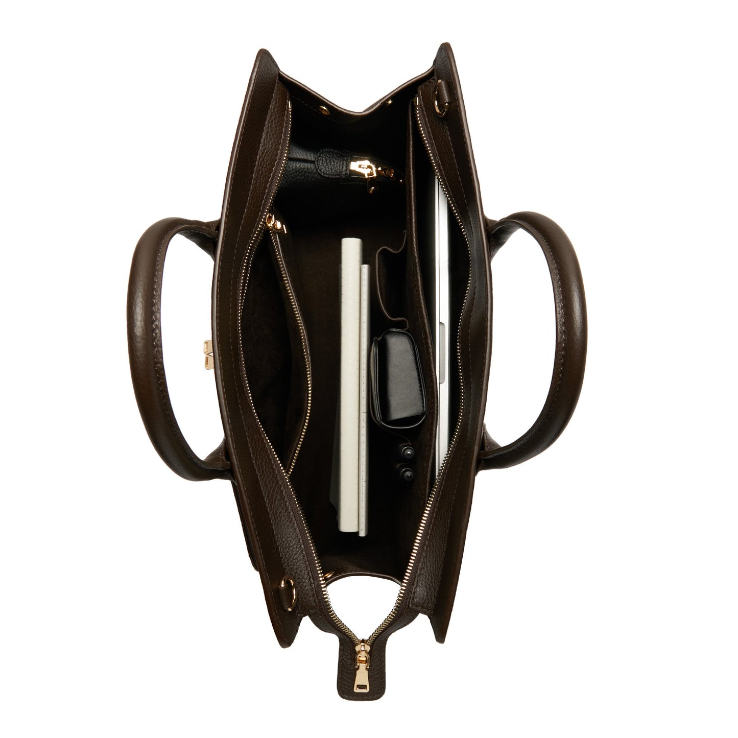 Honoré Nadine brown calfskin leather handbag with laptop compartment -  - Isabel Bernard