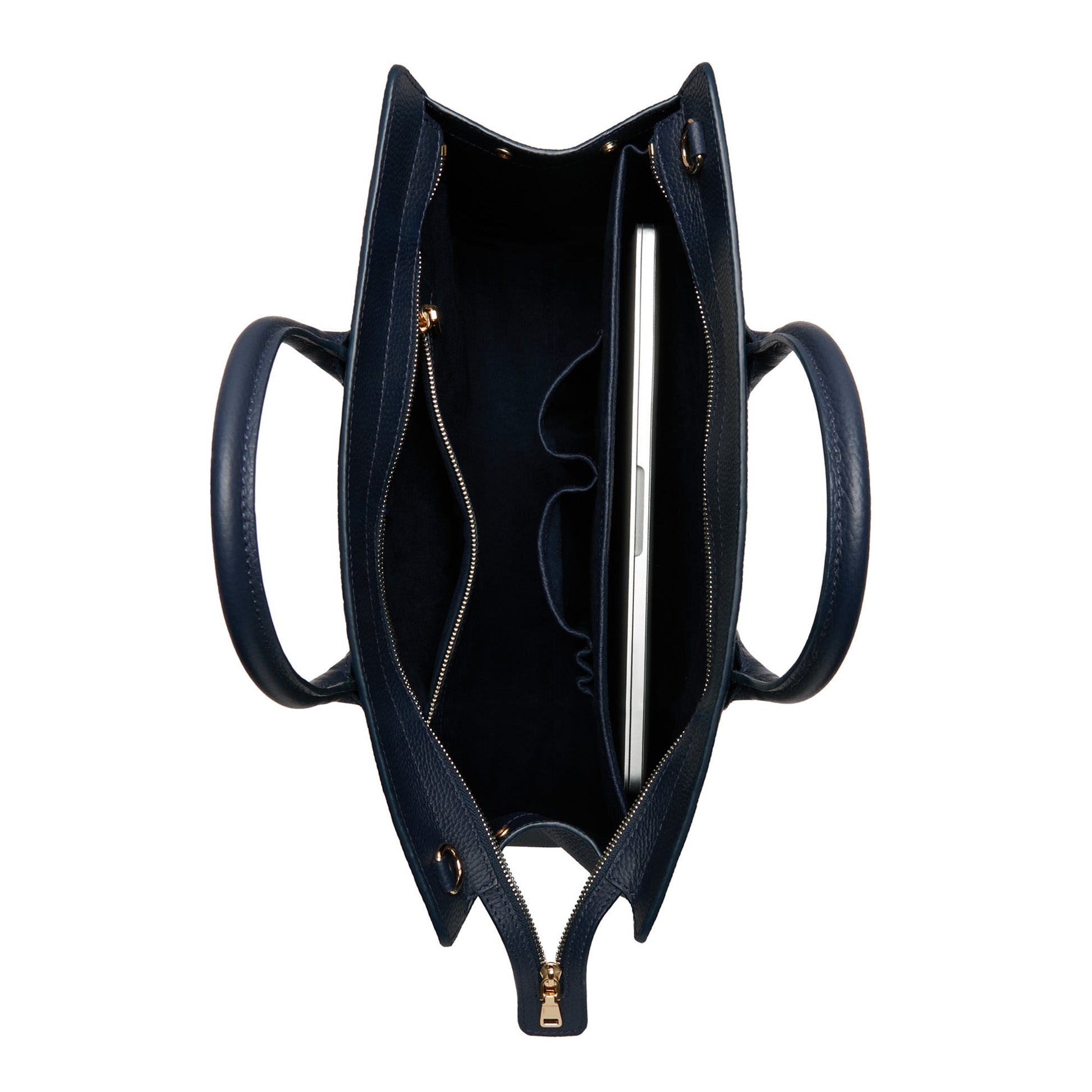 Honoré Nadine blue calfskin leather handbag with laptop compartment -  - Isabel Bernard