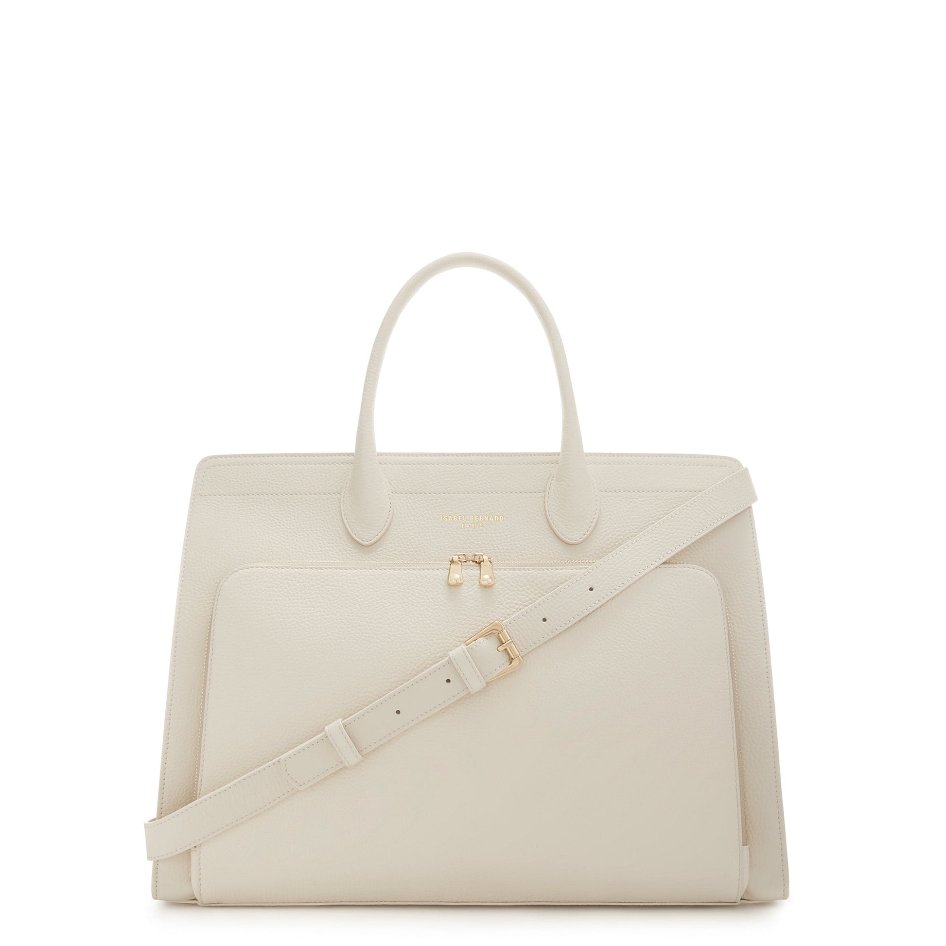 Honoré Nadine cream calfskin leather handbag with laptop compartment - - Isabel Bernard