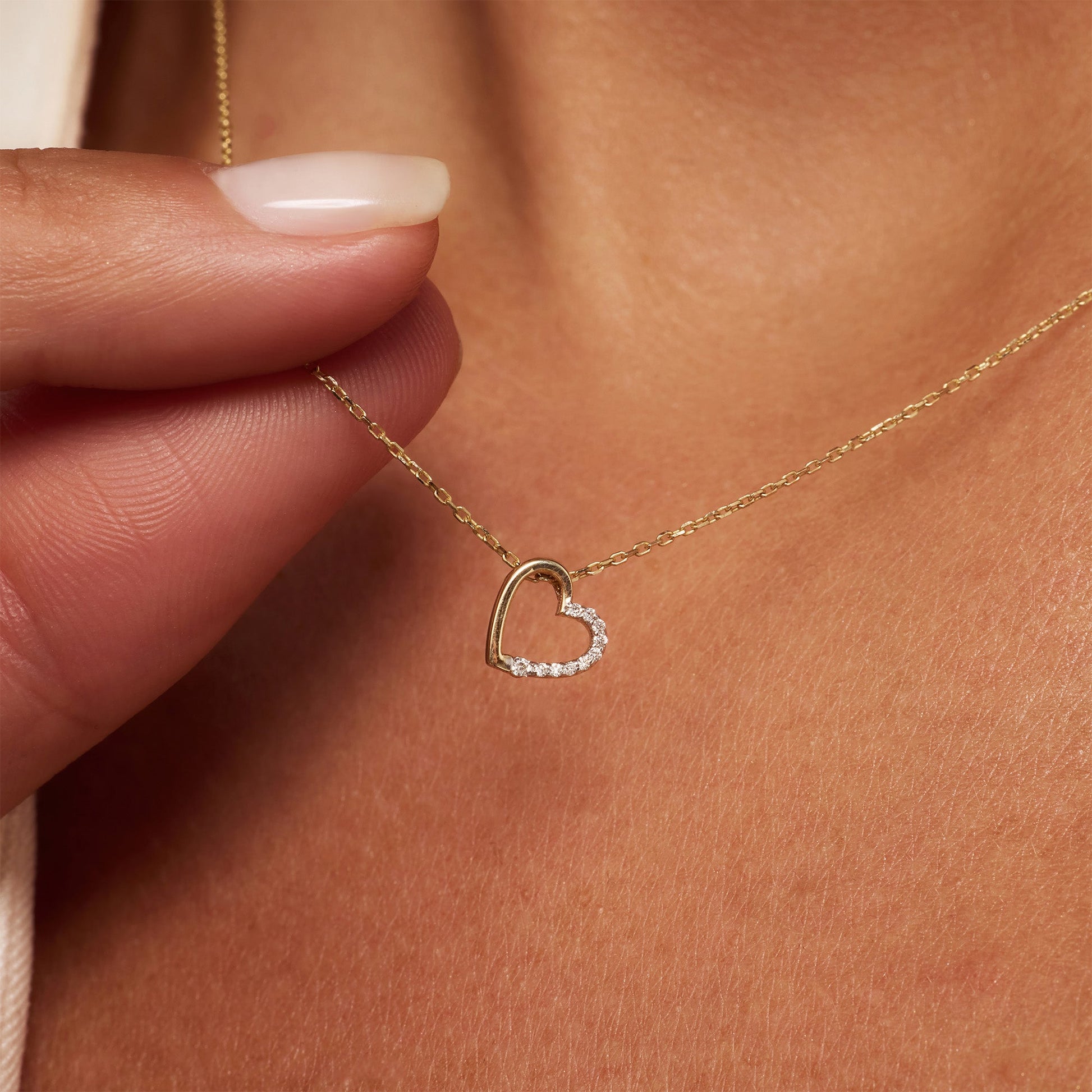 De la Paix Léna 14 karat gold necklace with diamond 0.02 carat - - Isabel Bernard