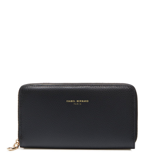 Honoré Léa black calfskin leather zipper wallet -  - Isabel Bernard