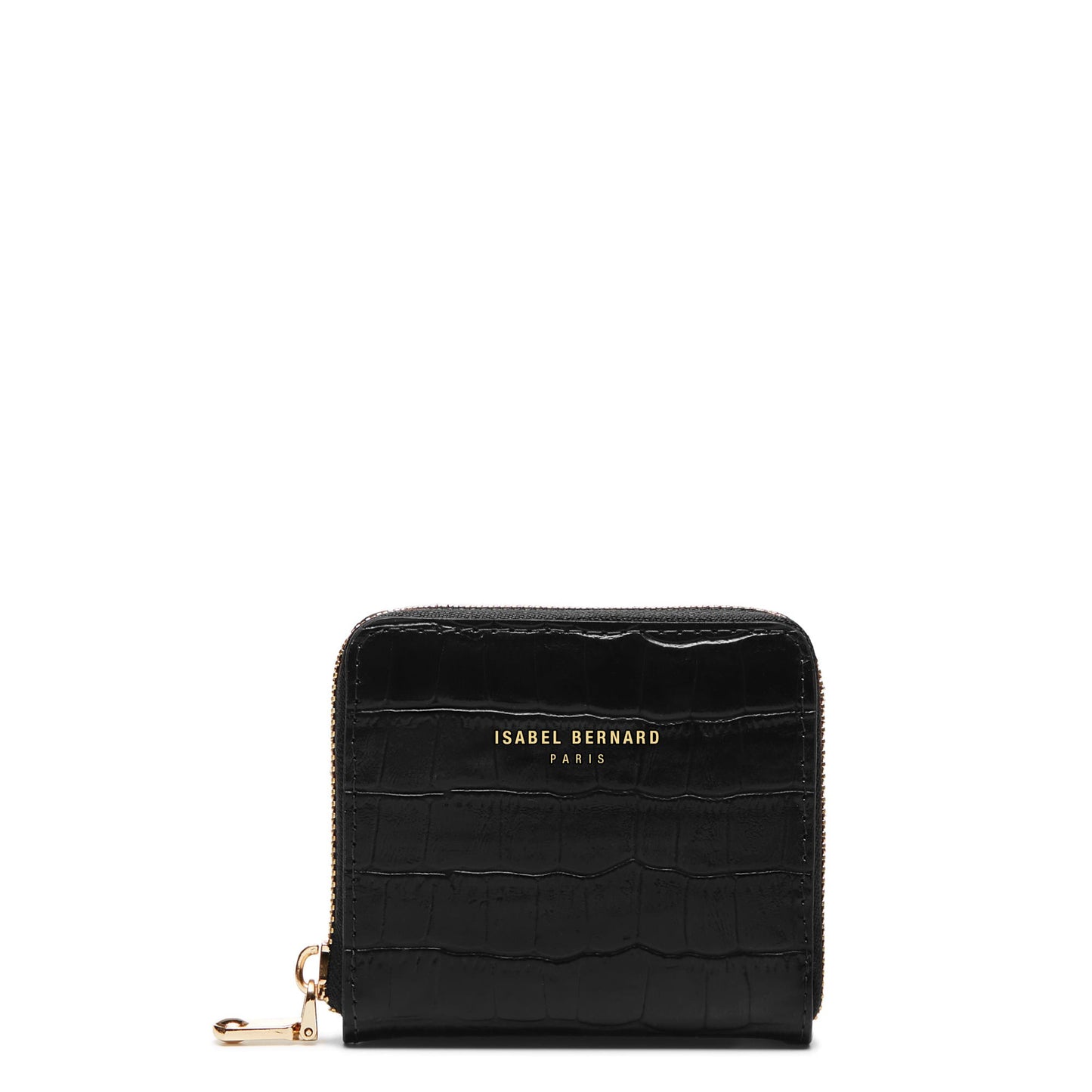 Honoré Jules croco black calfskin leather zipper wallet - - Isabel Bernard