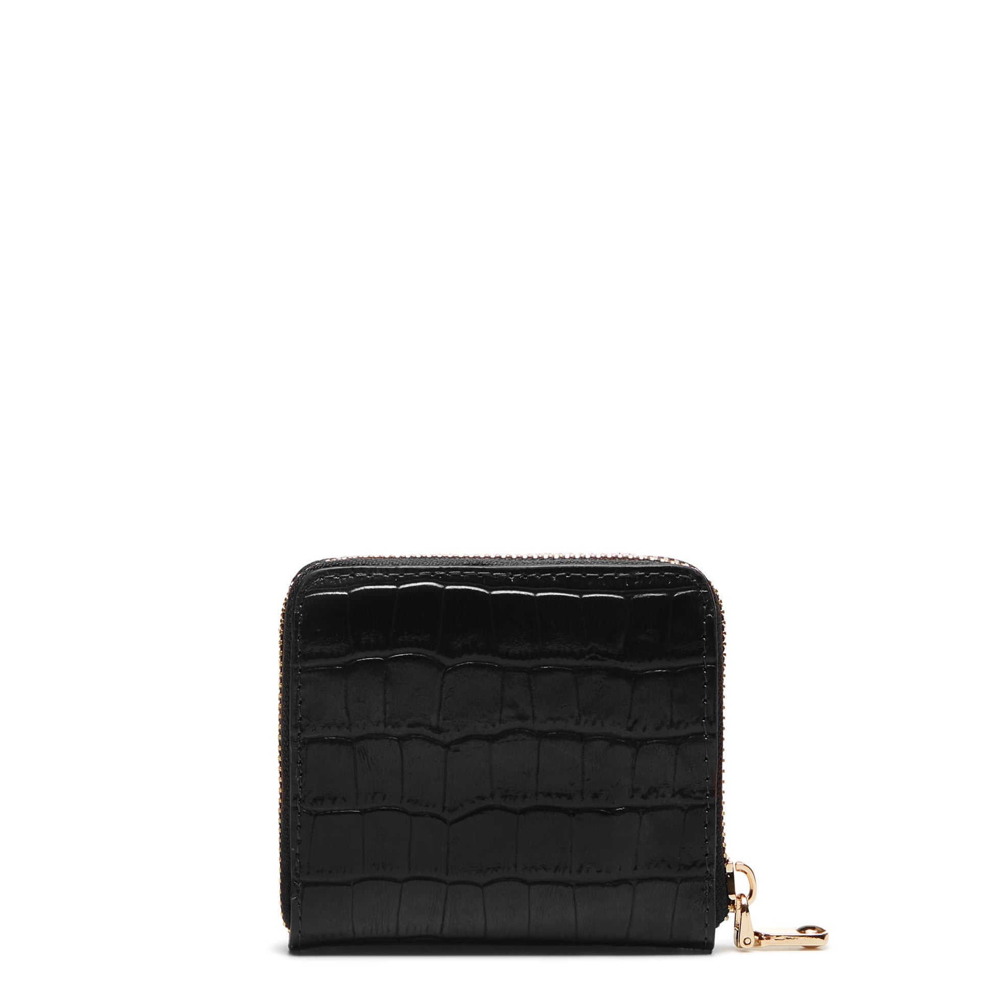 Honoré Jules croco black calfskin leather zipper wallet - - Isabel Bernard