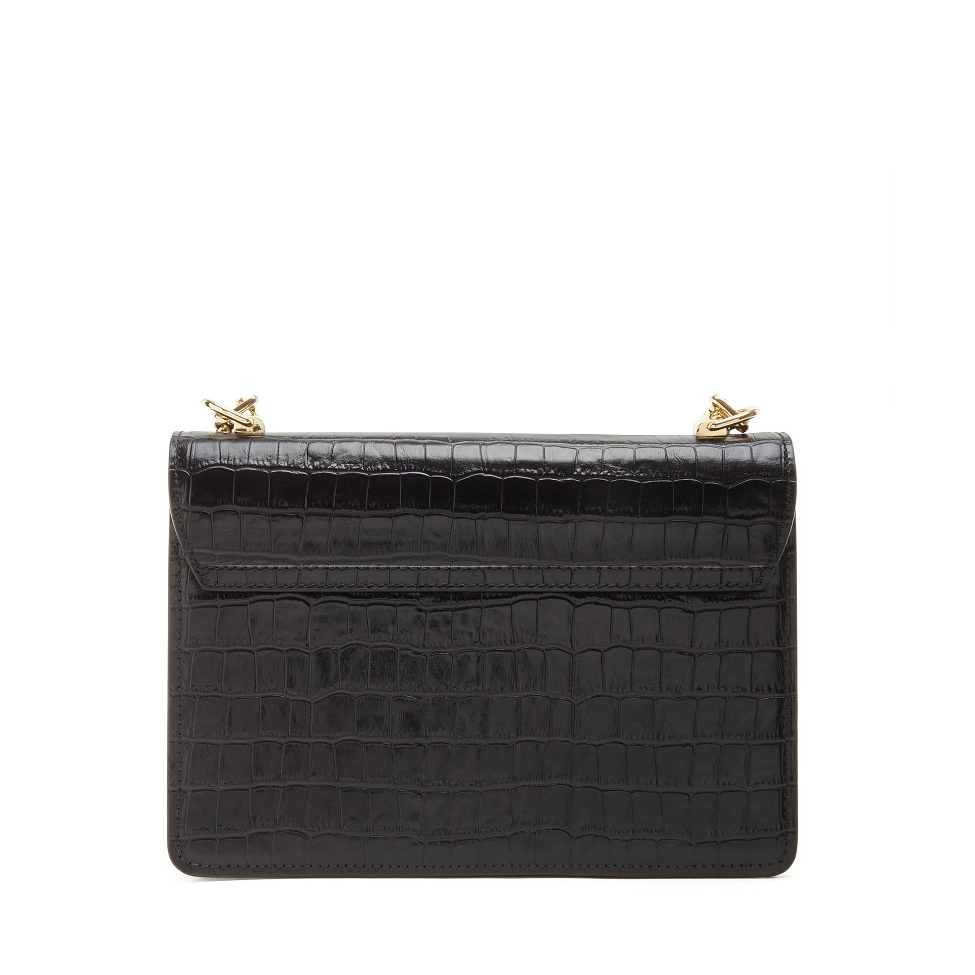 Femme Forte Valerie croco black calfskin leather shoulder bag -  - Isabel Bernard