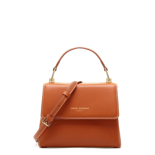 Femme Forte Heline cognac calfskin leather handbag - - Isabel Bernard