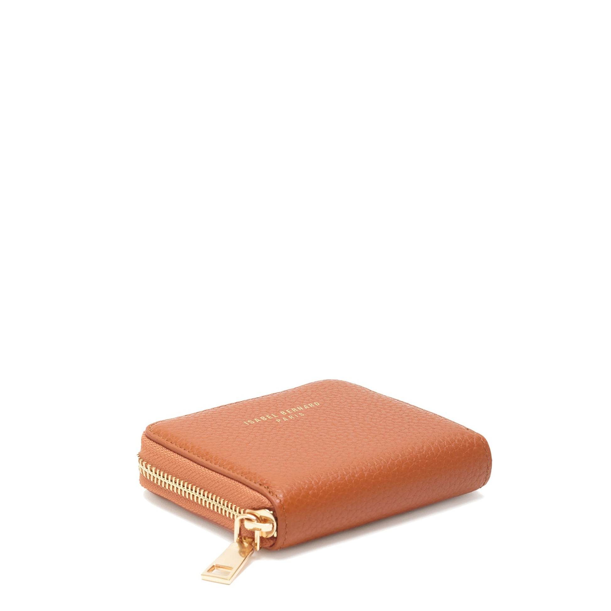 Honoré Jules cognac calfskin leather zipper wallet -  - Isabel Bernard