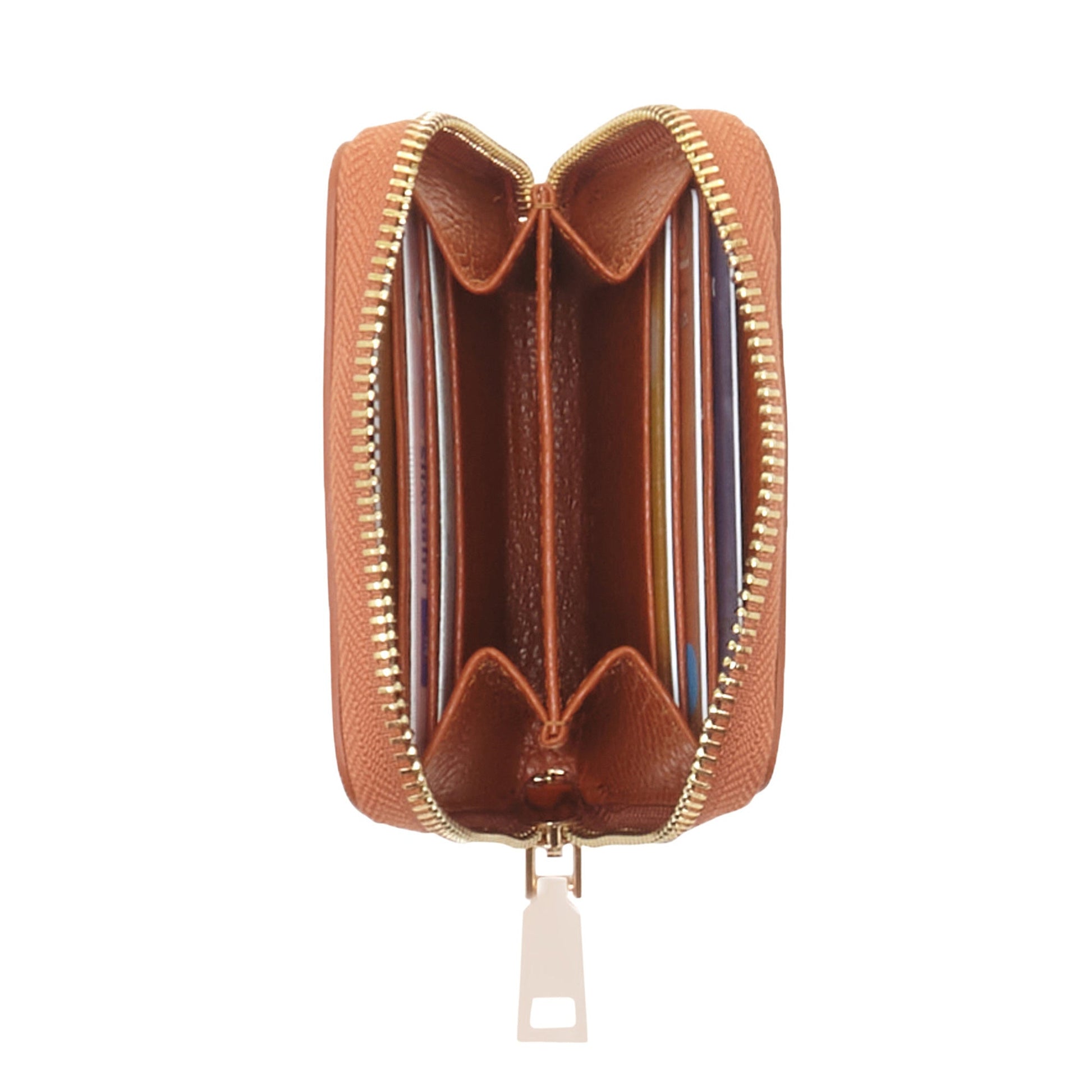 Honoré Jules cognac calfskin leather zipper wallet -  - Isabel Bernard