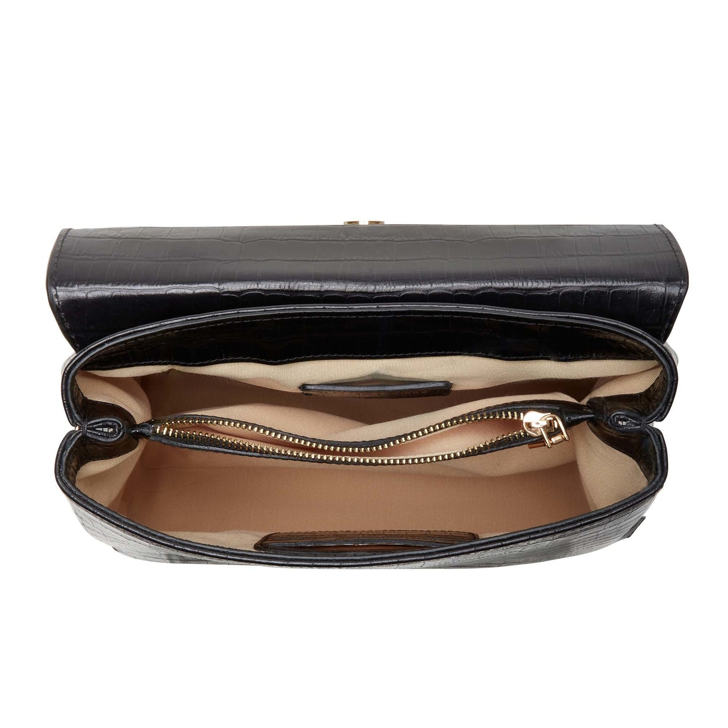 Femme Forte Gisel croco black calfskin leather handbag -  - Isabel Bernard