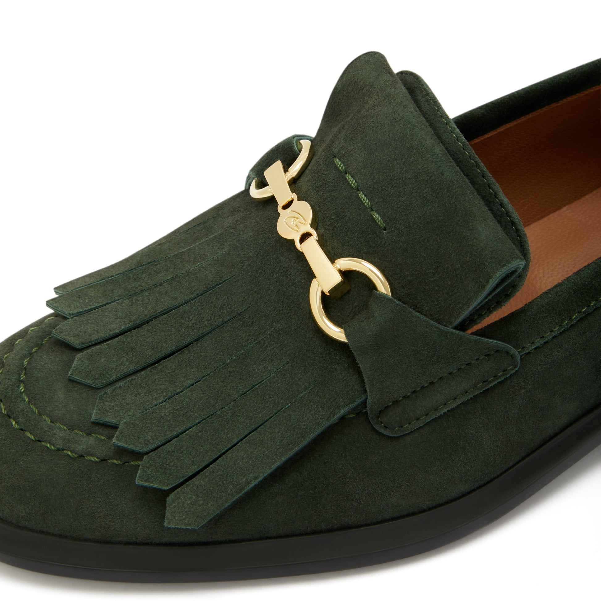 Vendôme Lave dark green suede loafers -  - Isabel Bernard