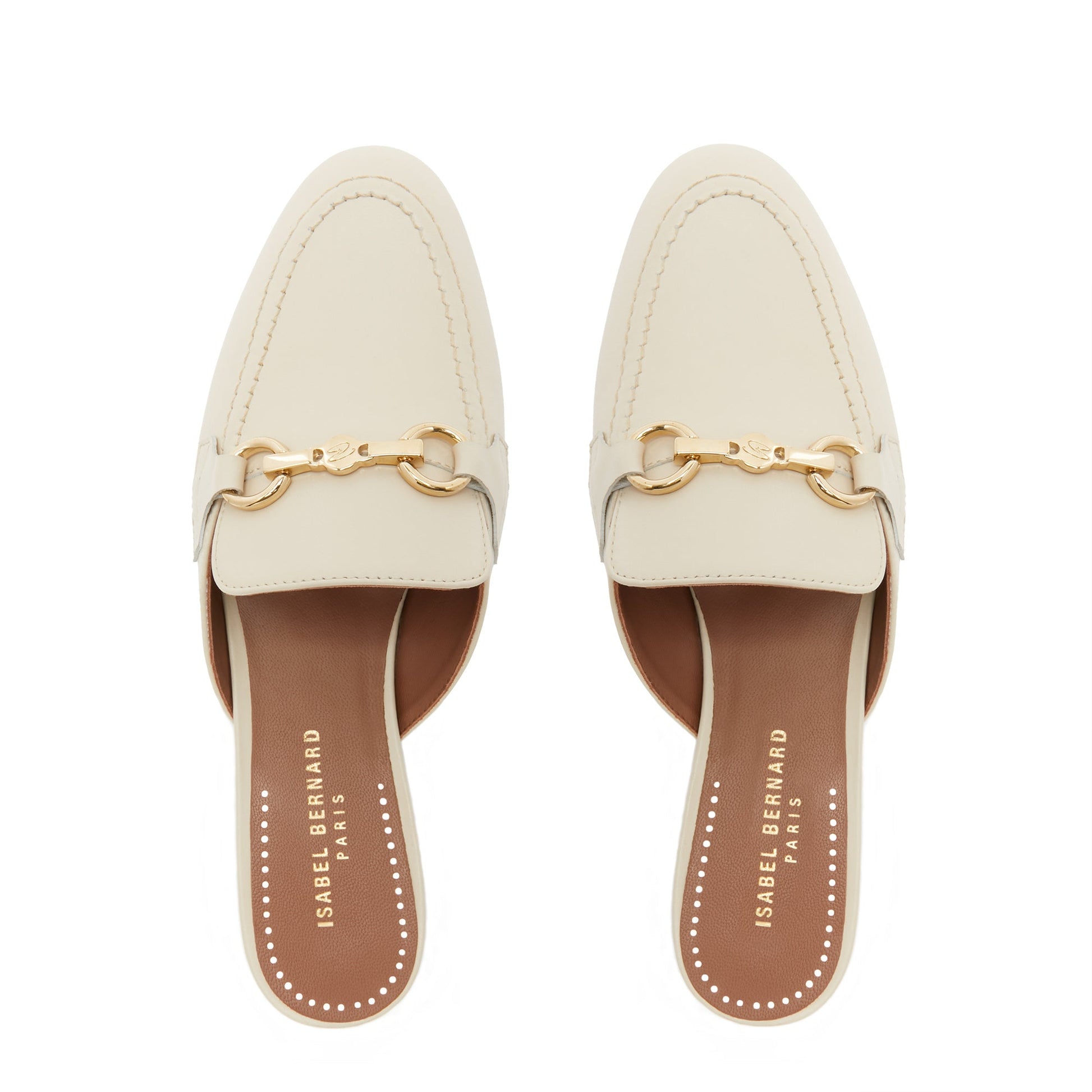 Vendôme Fleur crème calfskin leather backless loafers -  - Isabel Bernard