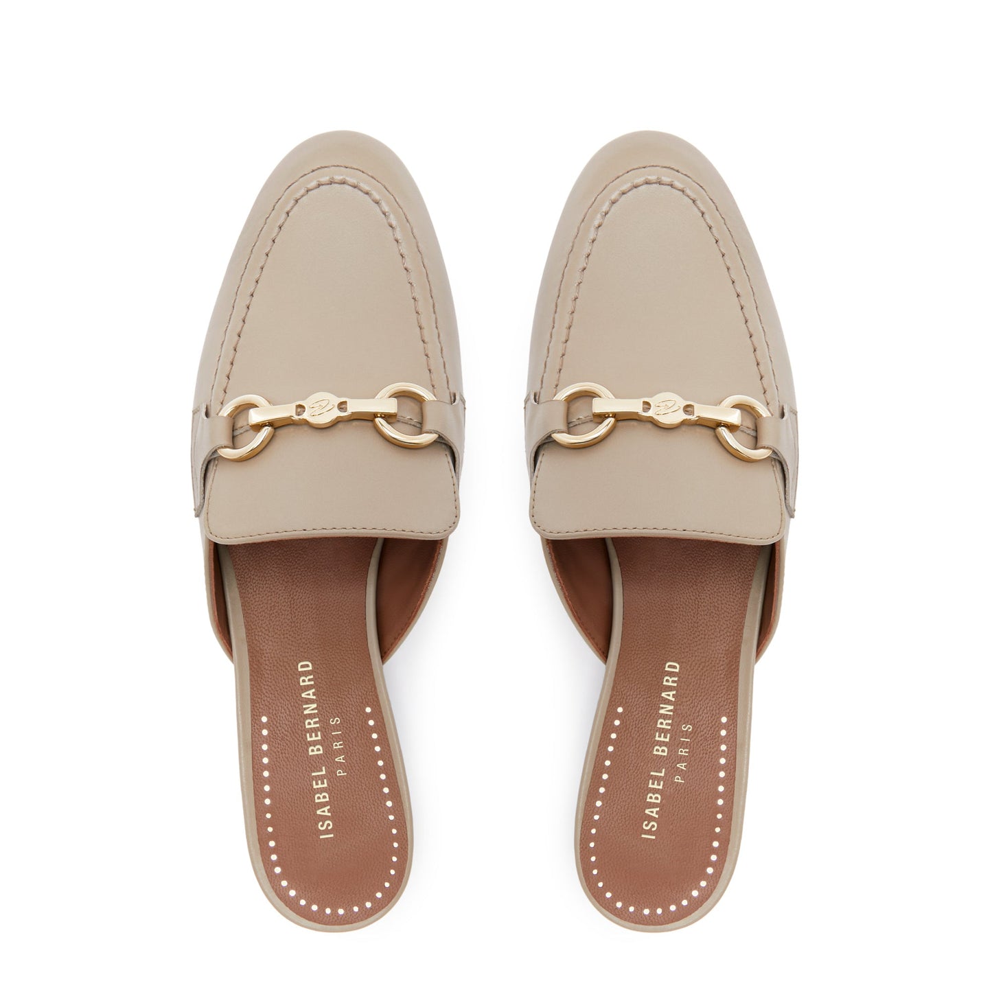 Vendôme Fleur taupe calfskin leather backless loafers -  - Isabel Bernard
