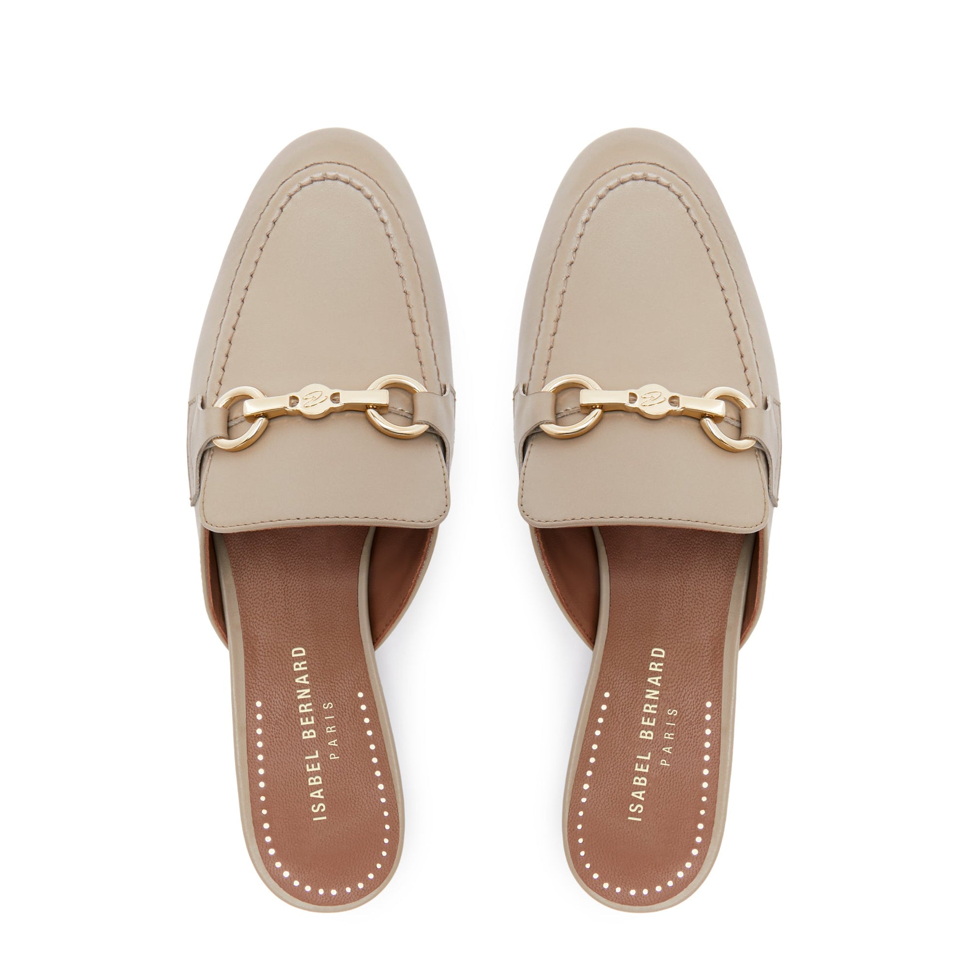 Vendôme Fleur taupe calfskin leather backless loafers -  - Isabel Bernard