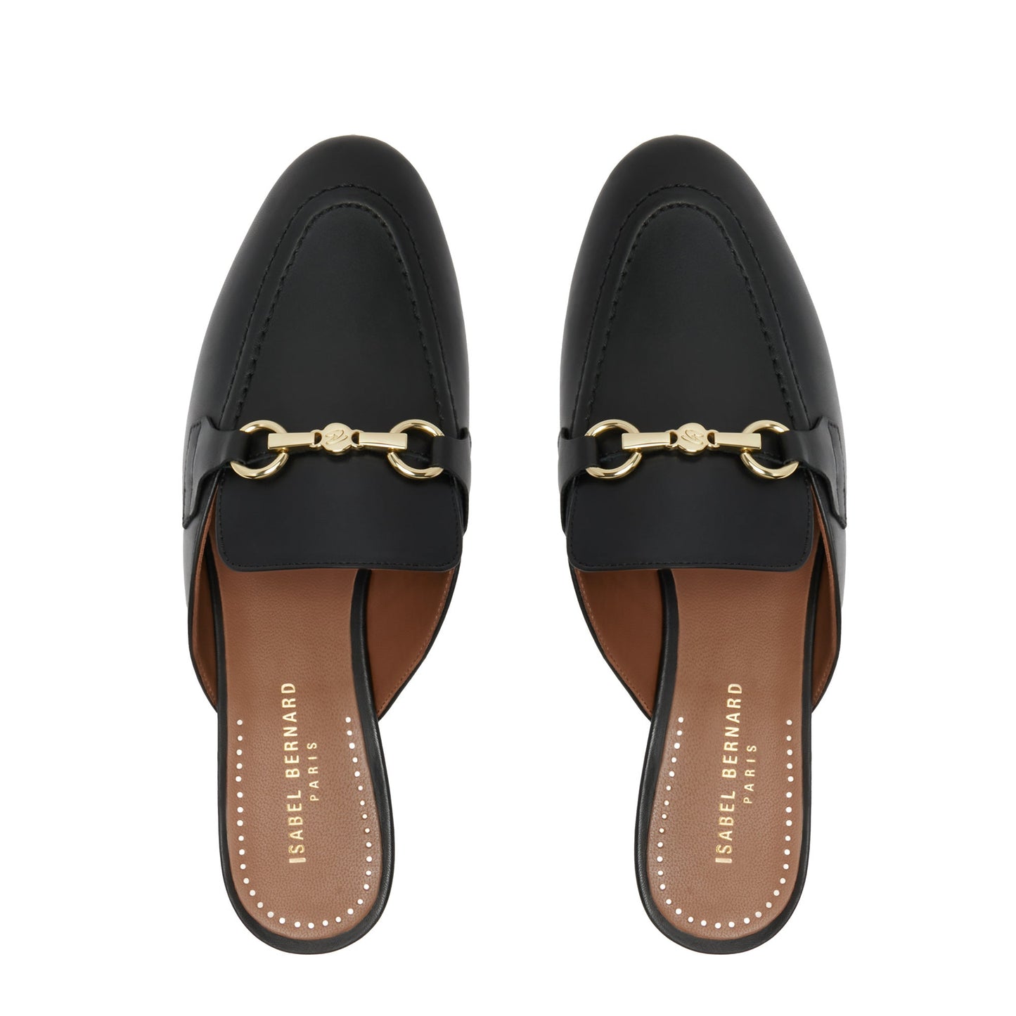 Vendôme Fleur black calfskin leather backless loafers -  - Isabel Bernard