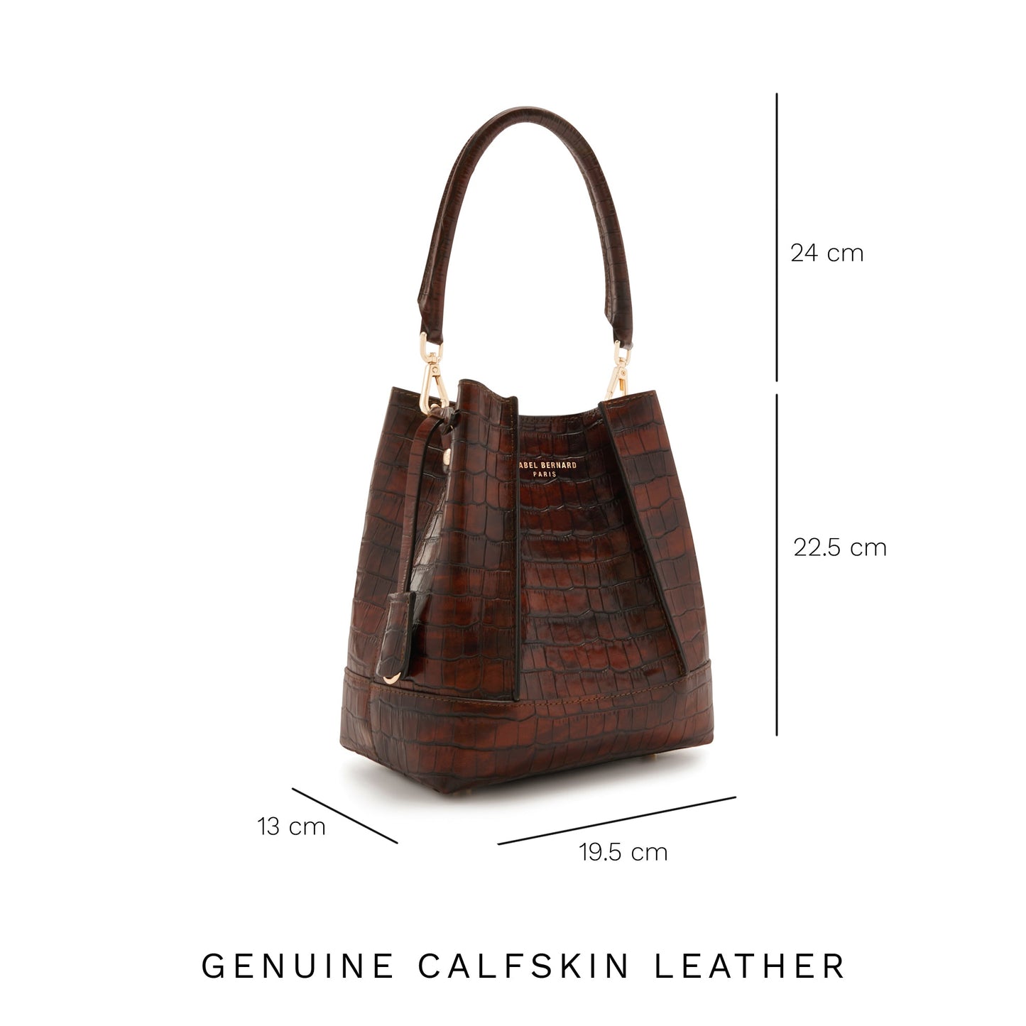 Femme Forte Minette croco brown calfskin leather handbag -  - Isabel Bernard