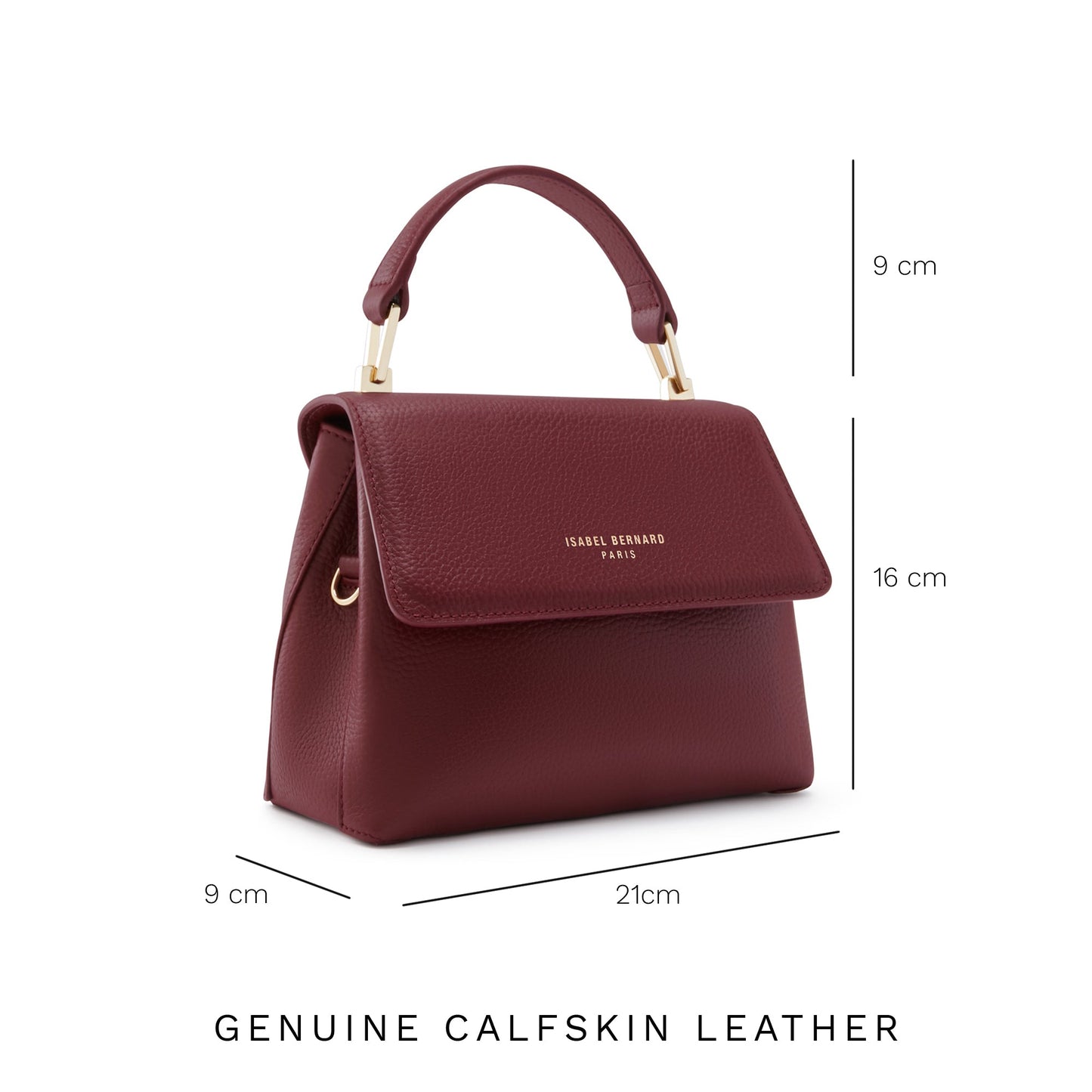 Femme Forte Heline bordeaux red calfskin leather handbag -  - Isabel Bernard