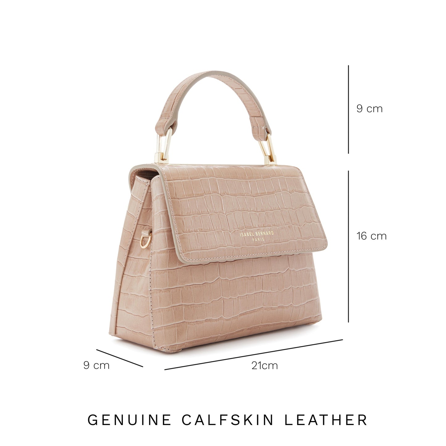 Femme Forte Heline croco beige calfskin leather handbag -  - Isabel Bernard