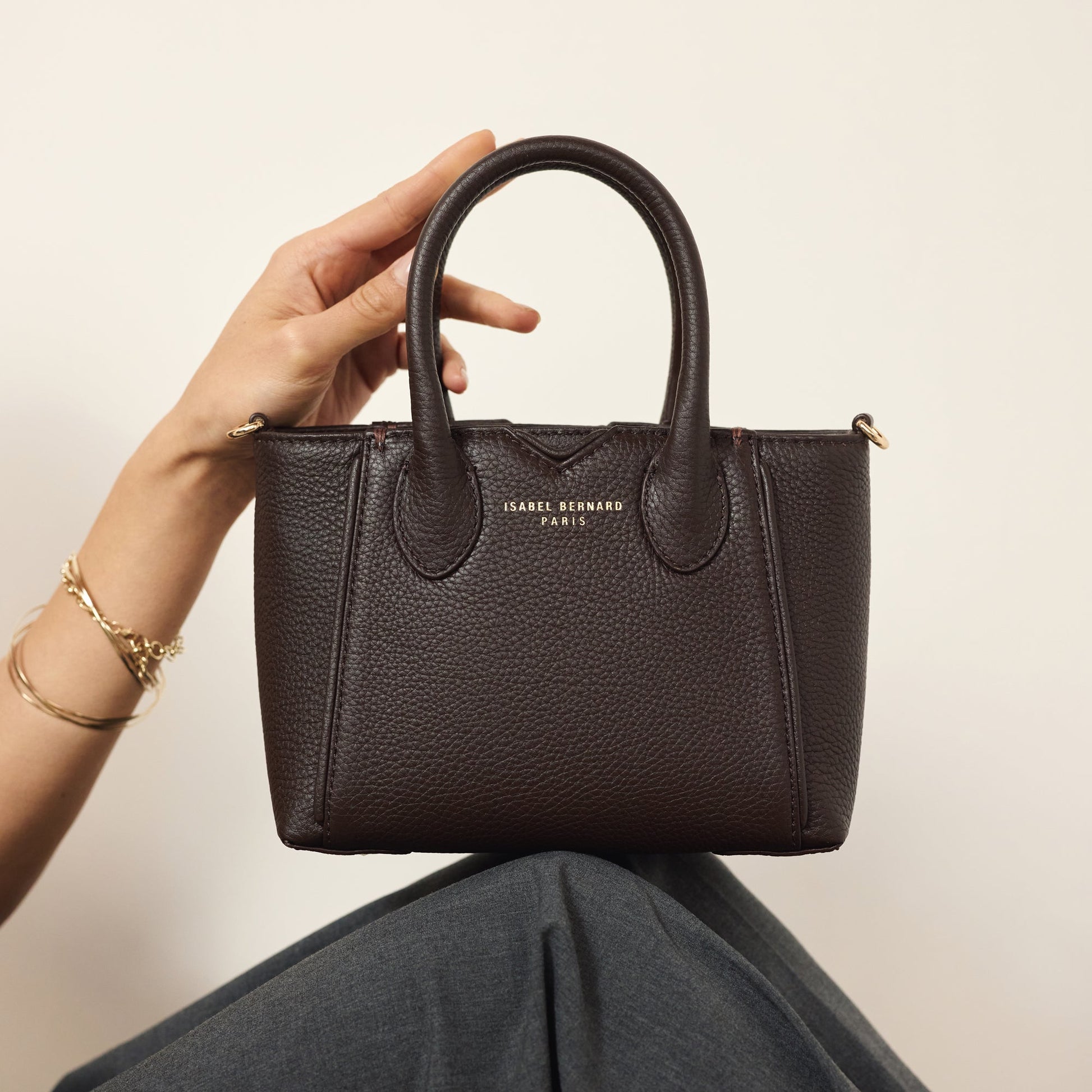 Honoré Cloe Mini brown calfskin leather handbag - - Isabel Bernard