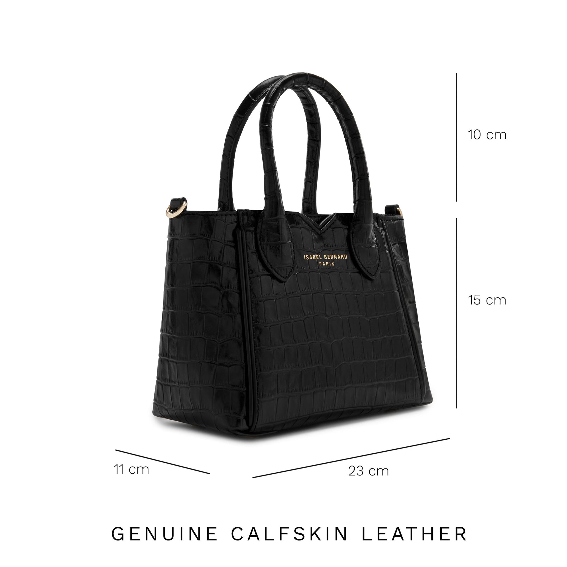 Honoré Cloe Mini croco black calfskin leather handbag -  - Isabel Bernard