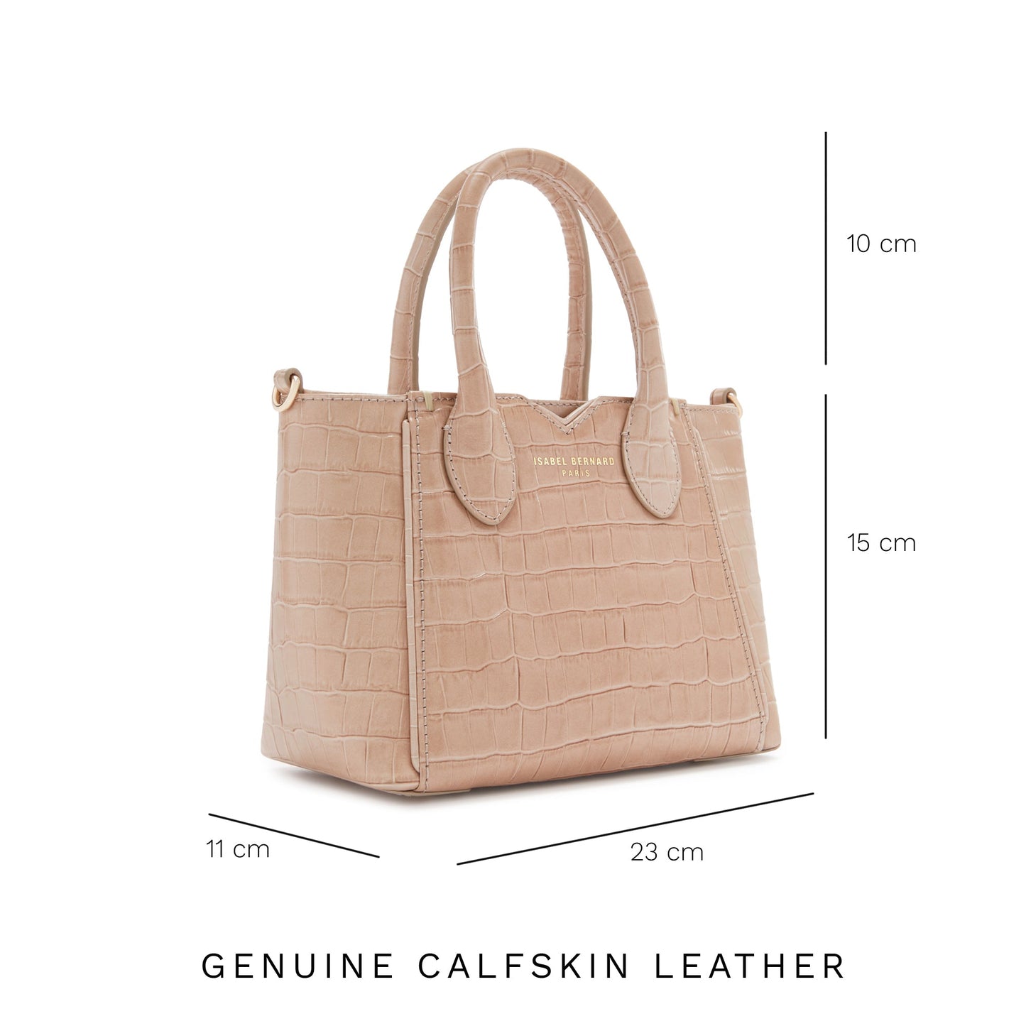 Honoré Cloe Mini croco beige calfskin leather handbag -  - Isabel Bernard