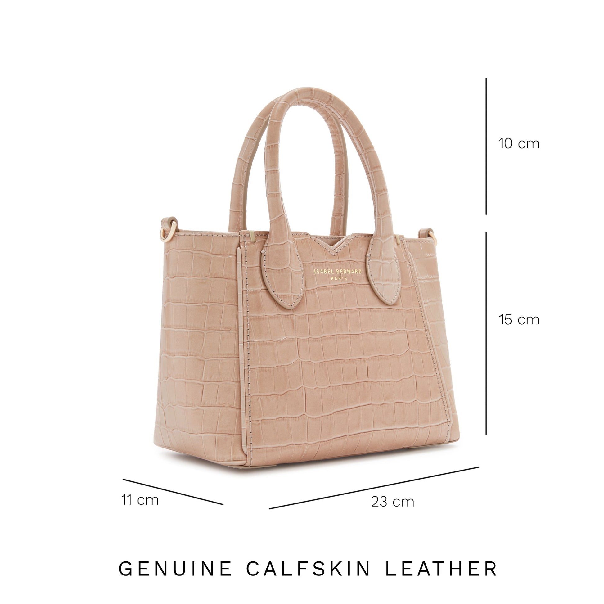 Honoré Cloe Mini croco beige calfskin leather handbag -  - Isabel Bernard