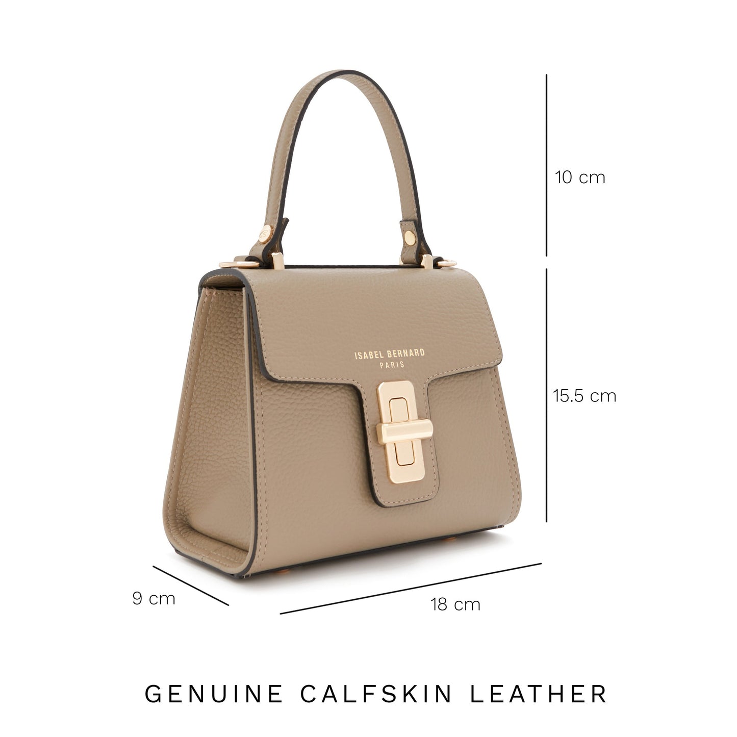 Femme Forte Simone Mini taupe leather handbag calfskin leather -  - Isabel Bernard