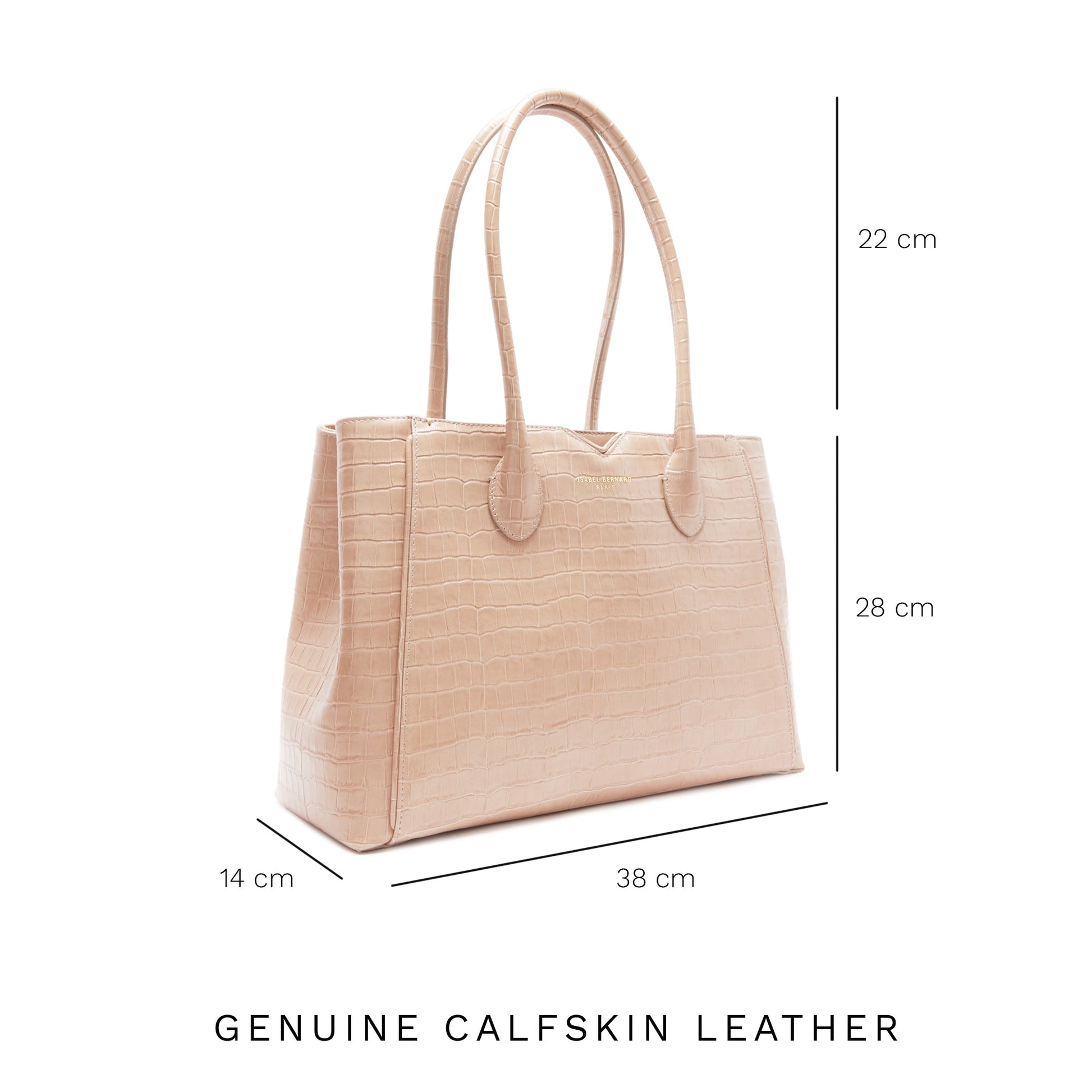 Honoré Cloe croco beige calfskin leather handbag -  - Isabel Bernard