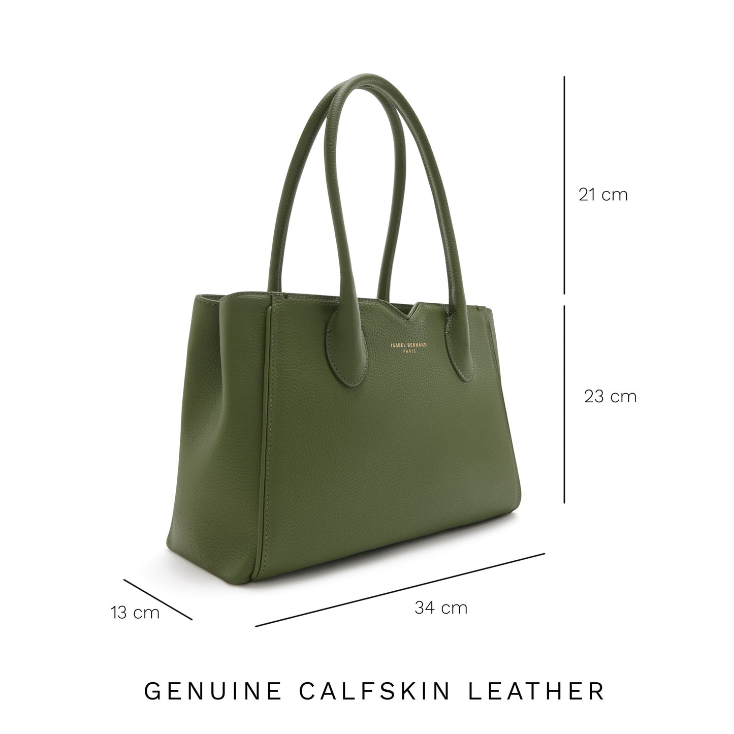 Honoré Cloe Midi green calfskin leather handbag -  - Isabel Bernard