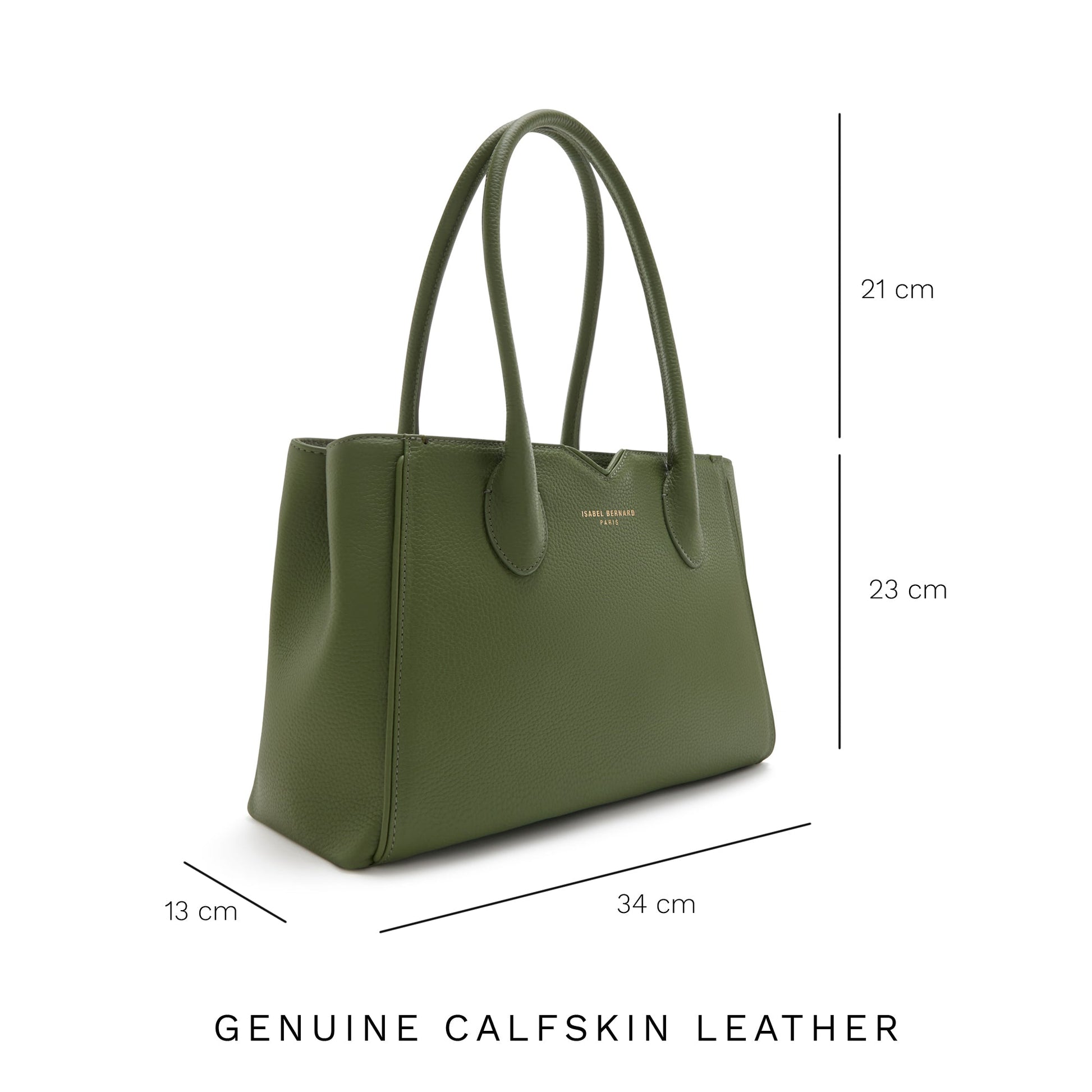 Honoré Cloe Midi green calfskin leather handbag -  - Isabel Bernard