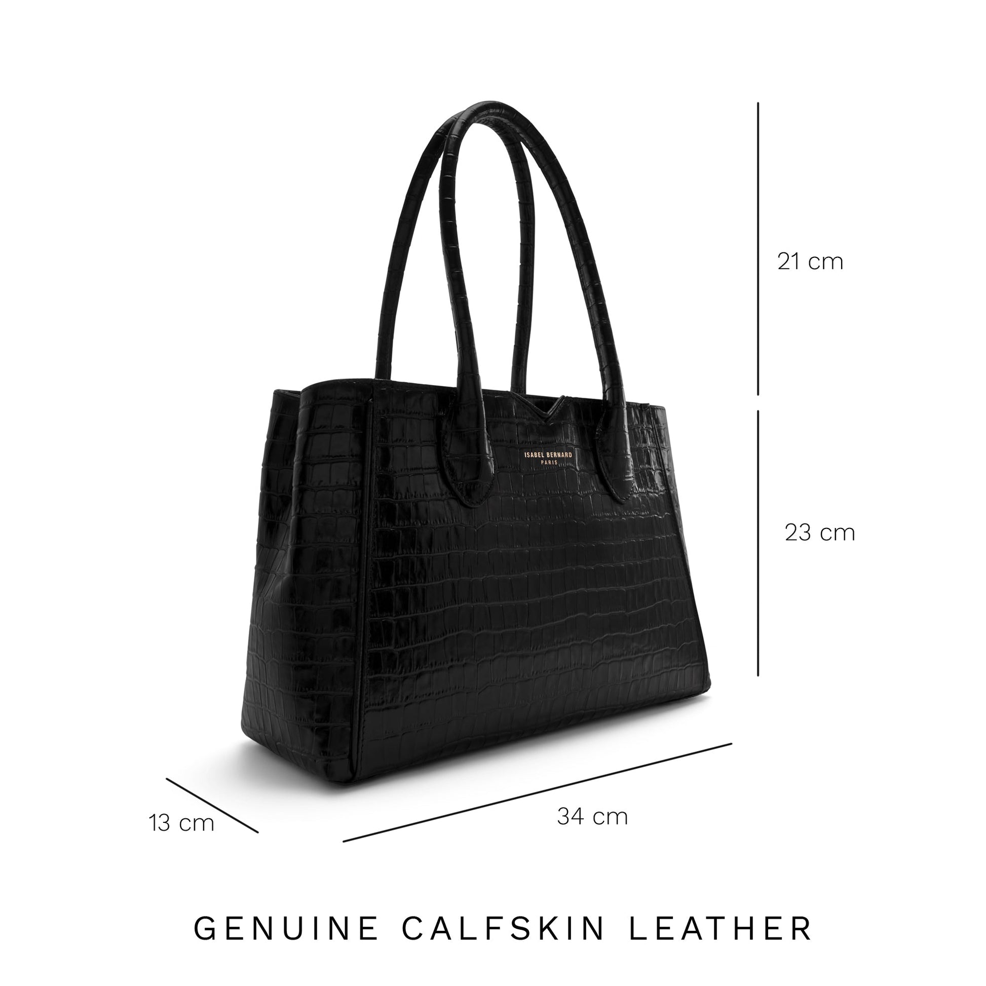 Honoré Cloe Midi croco black calfskin leather handbag -  - Isabel Bernard