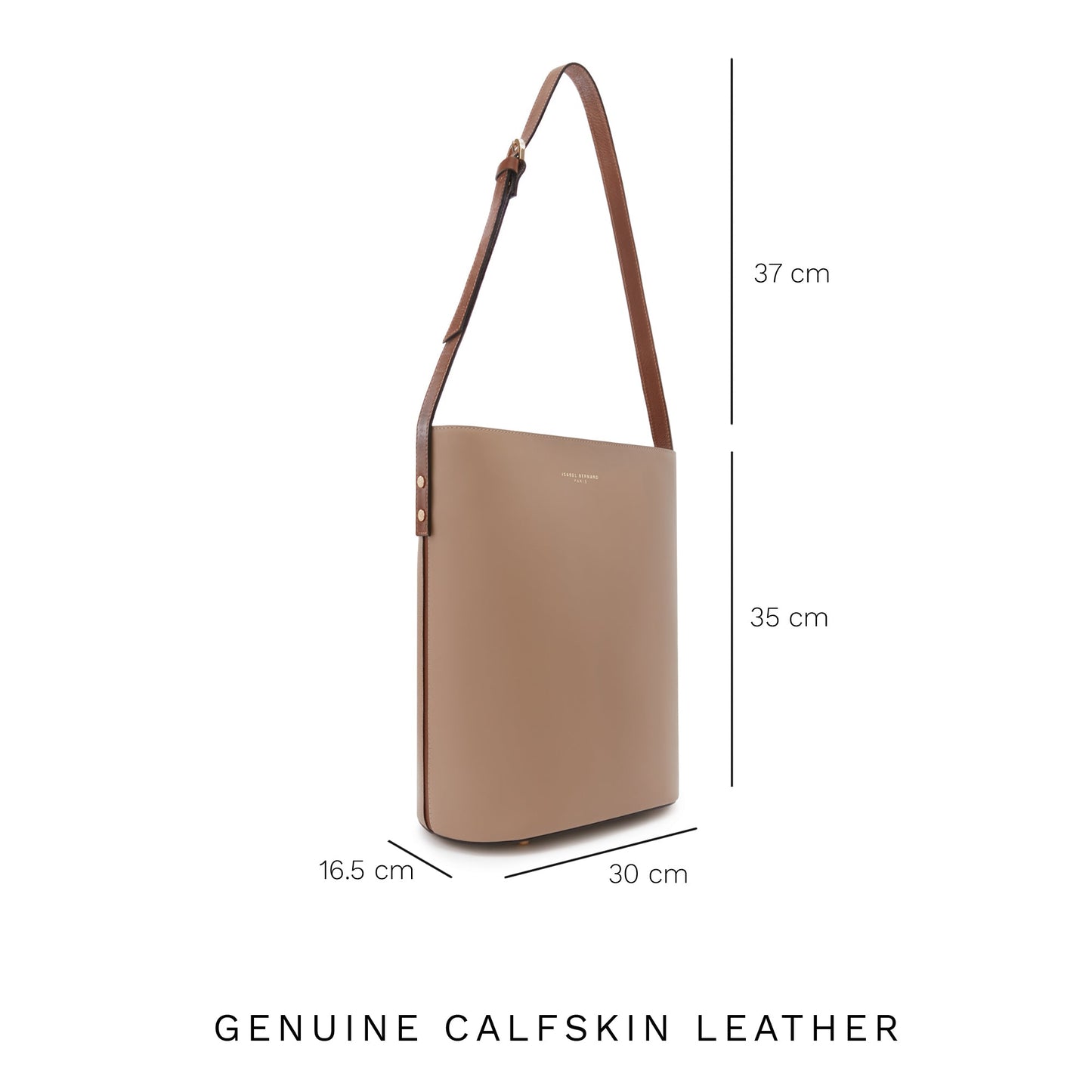 Honoré Lora taupe calfskin leather shoulder bag with laptop compartment -  - Isabel Bernard