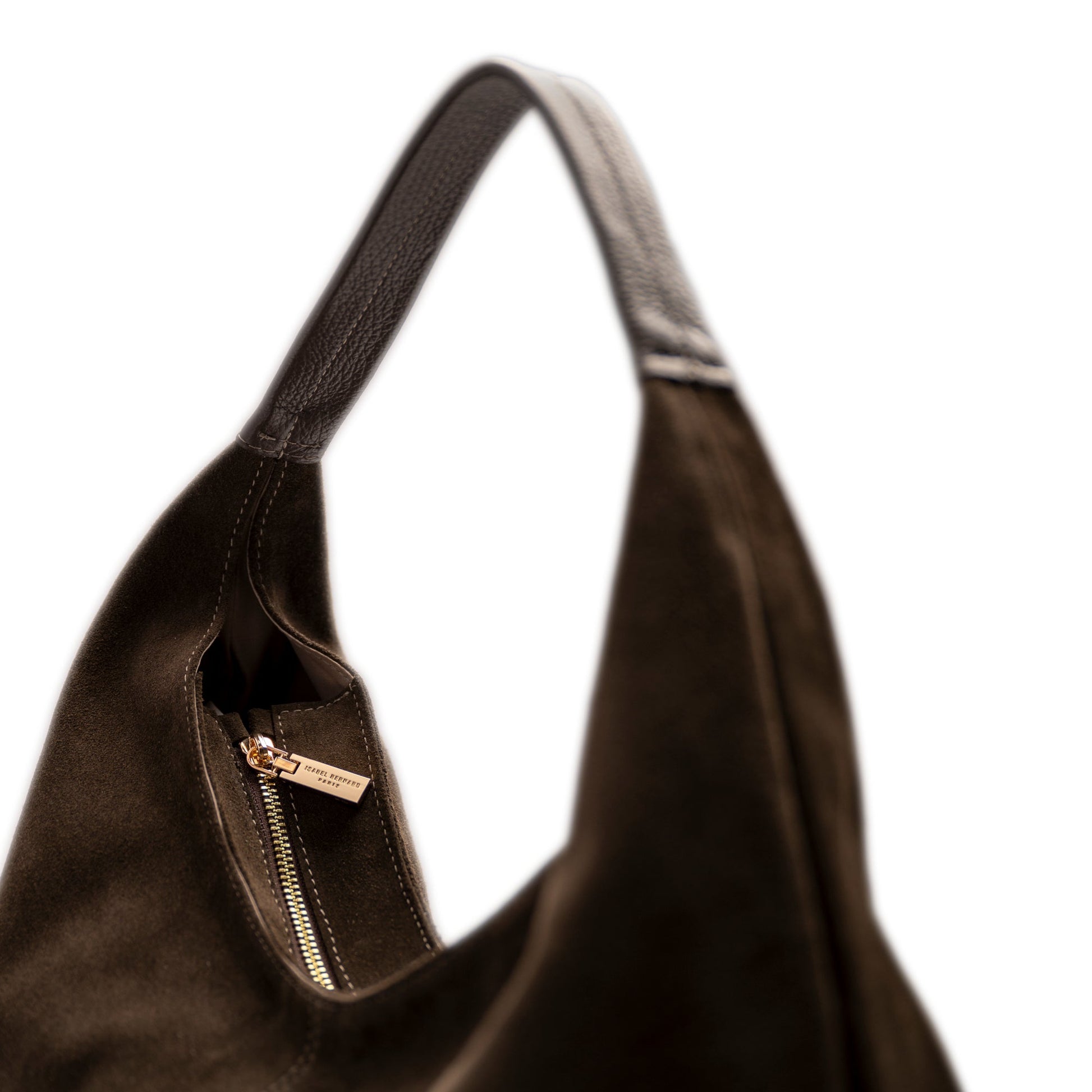 Honoré Grace dark brown suede shoulder bag - - Isabel Bernard