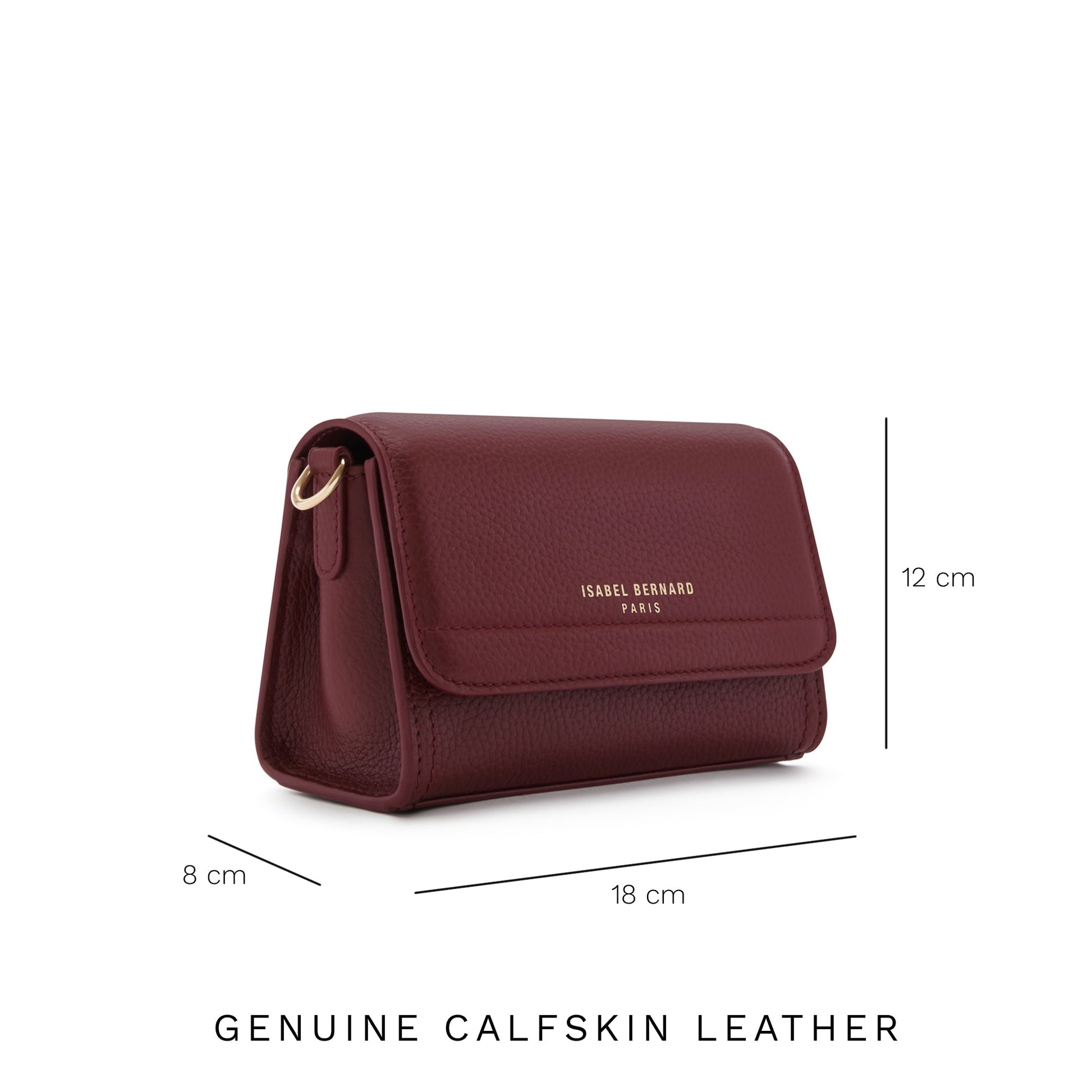 Femme Forte Kim bordeaux red calfskin leather crossbody bag -  - Isabel Bernard