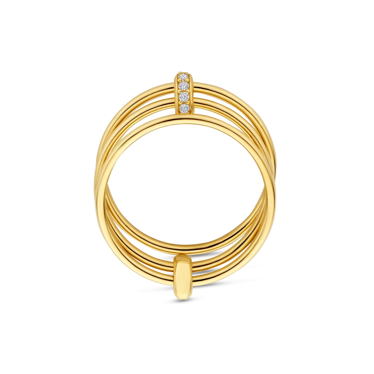 Cour d'Honneur Adora 14 karat golden 3-piece multi ring with zirconia stones - - Isabel Bernard