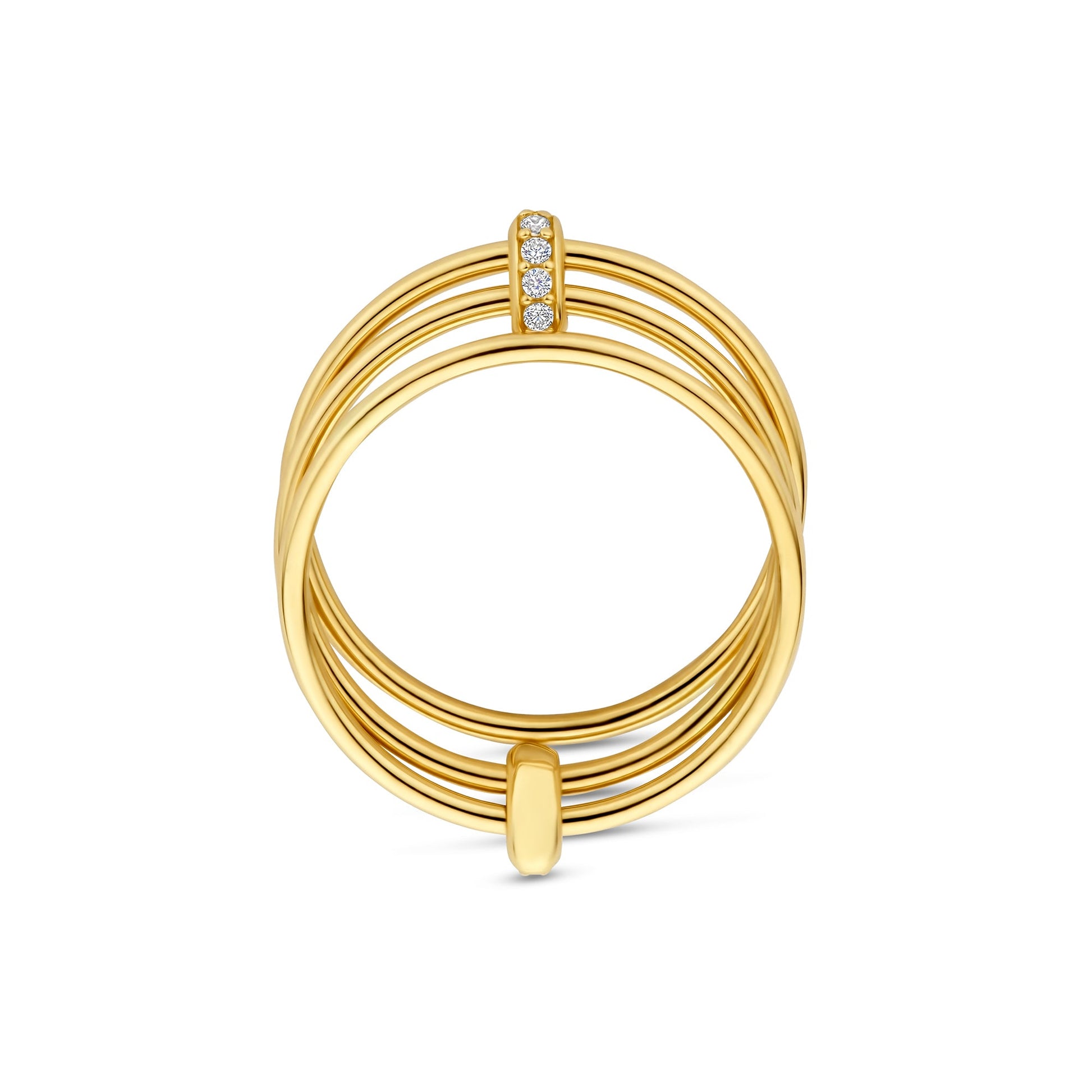 Cour d'Honneur Adora 14 karat golden 3-piece multi ring with zirconia stones - - Isabel Bernard