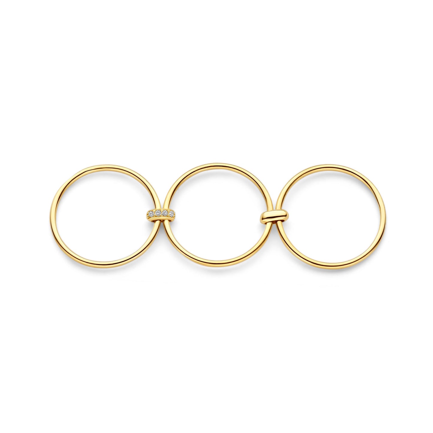 Cour d'Honneur Adora 14 karat golden 3-piece multi ring with zirconia stones - - Isabel Bernard