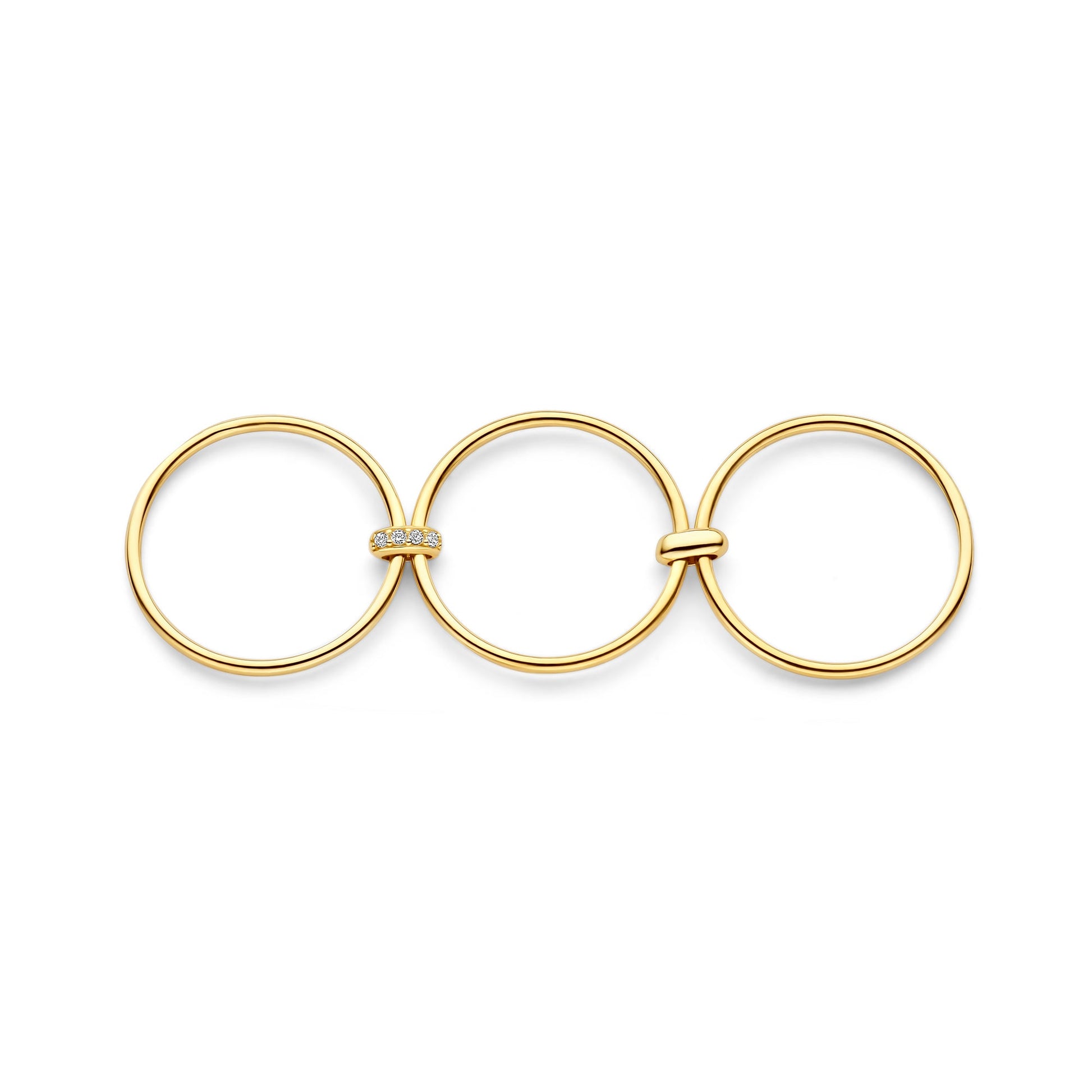 Cour d'Honneur Adora 14 karat golden 3-piece multi ring with zirconia stones - - Isabel Bernard